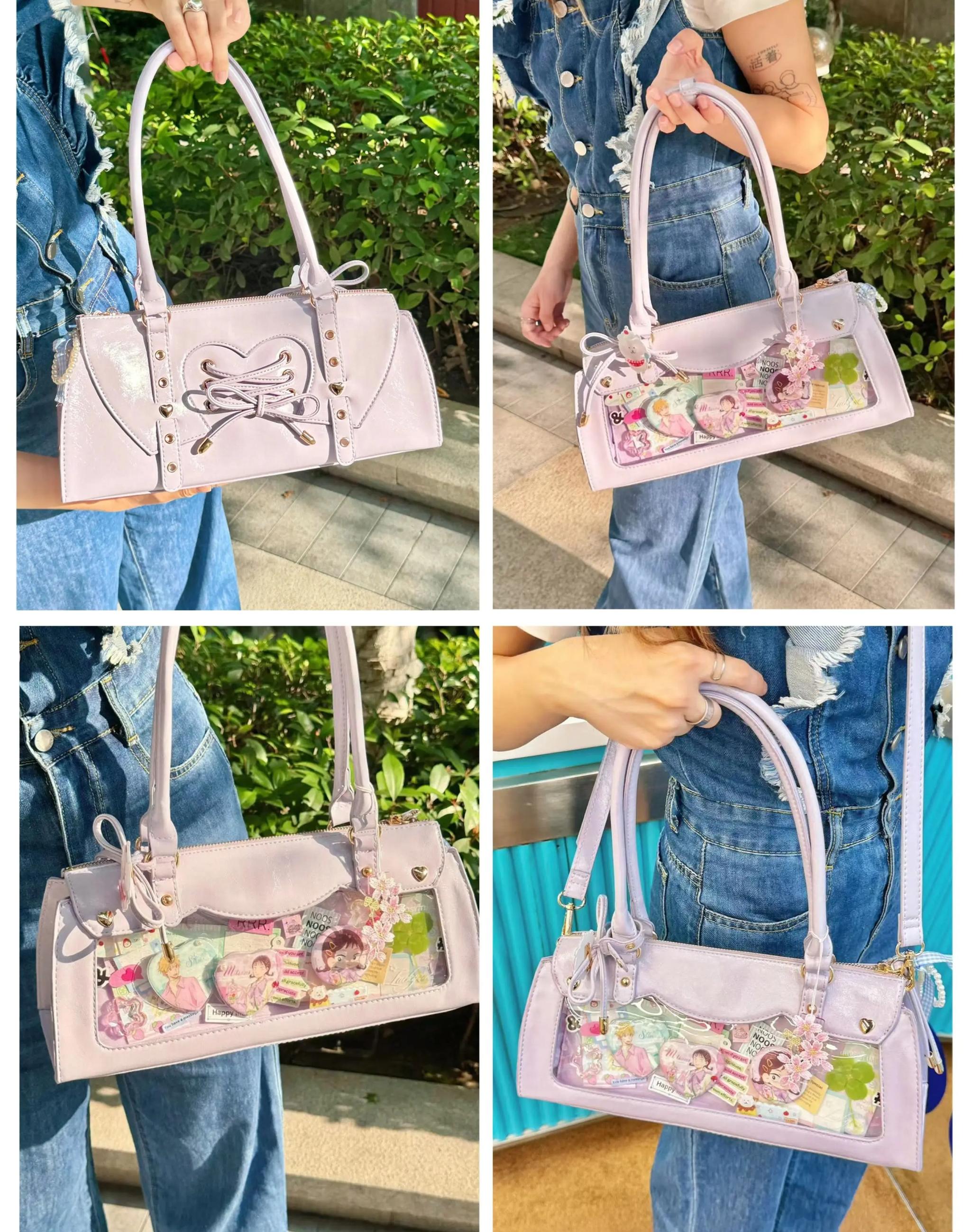 Baguette itabag transparent display window acrylic panel with anime character badges protective showcase
