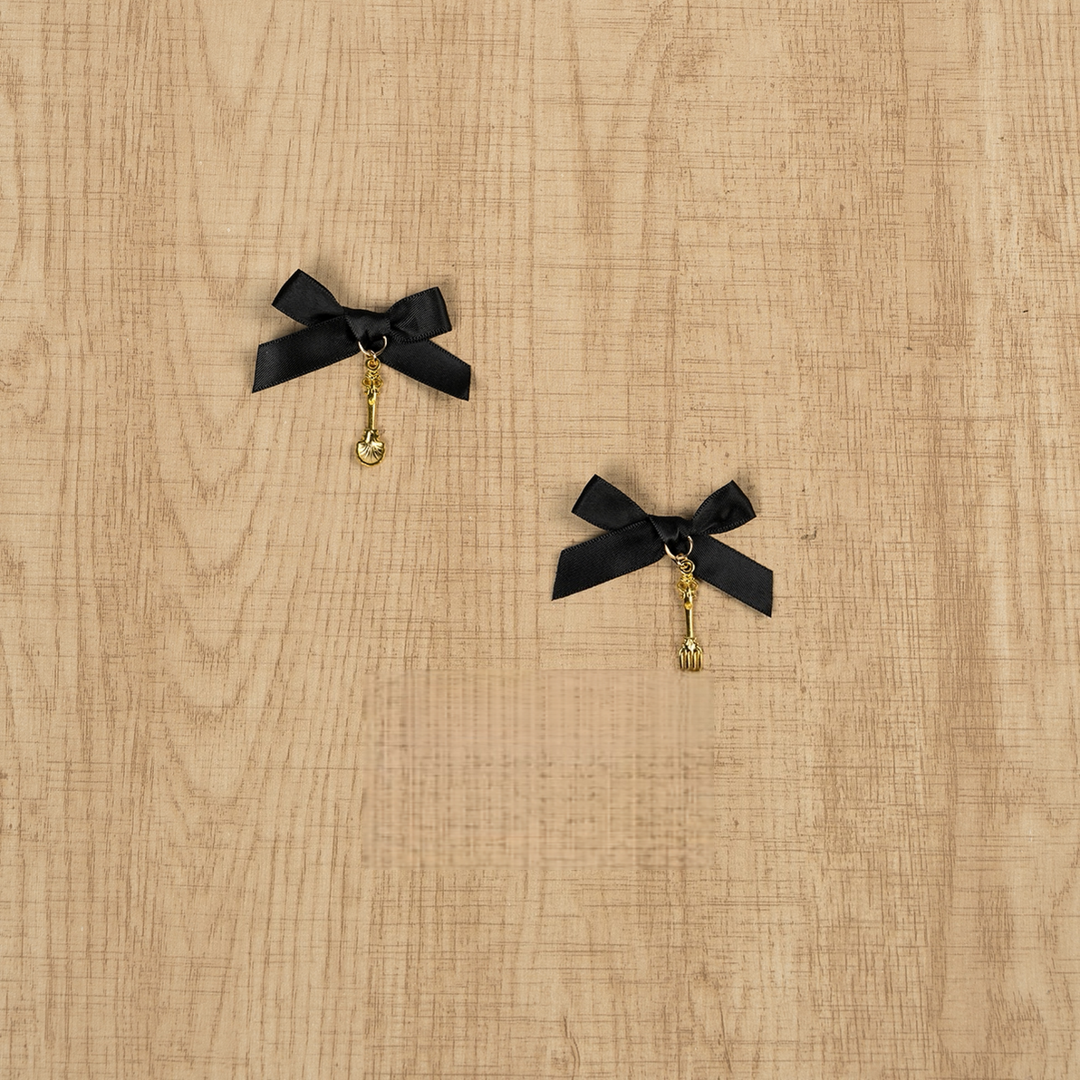 Black Jirai Kei cutlery pendant bow hair clips with spoon fork charms aesthetic subculture fashion accessory