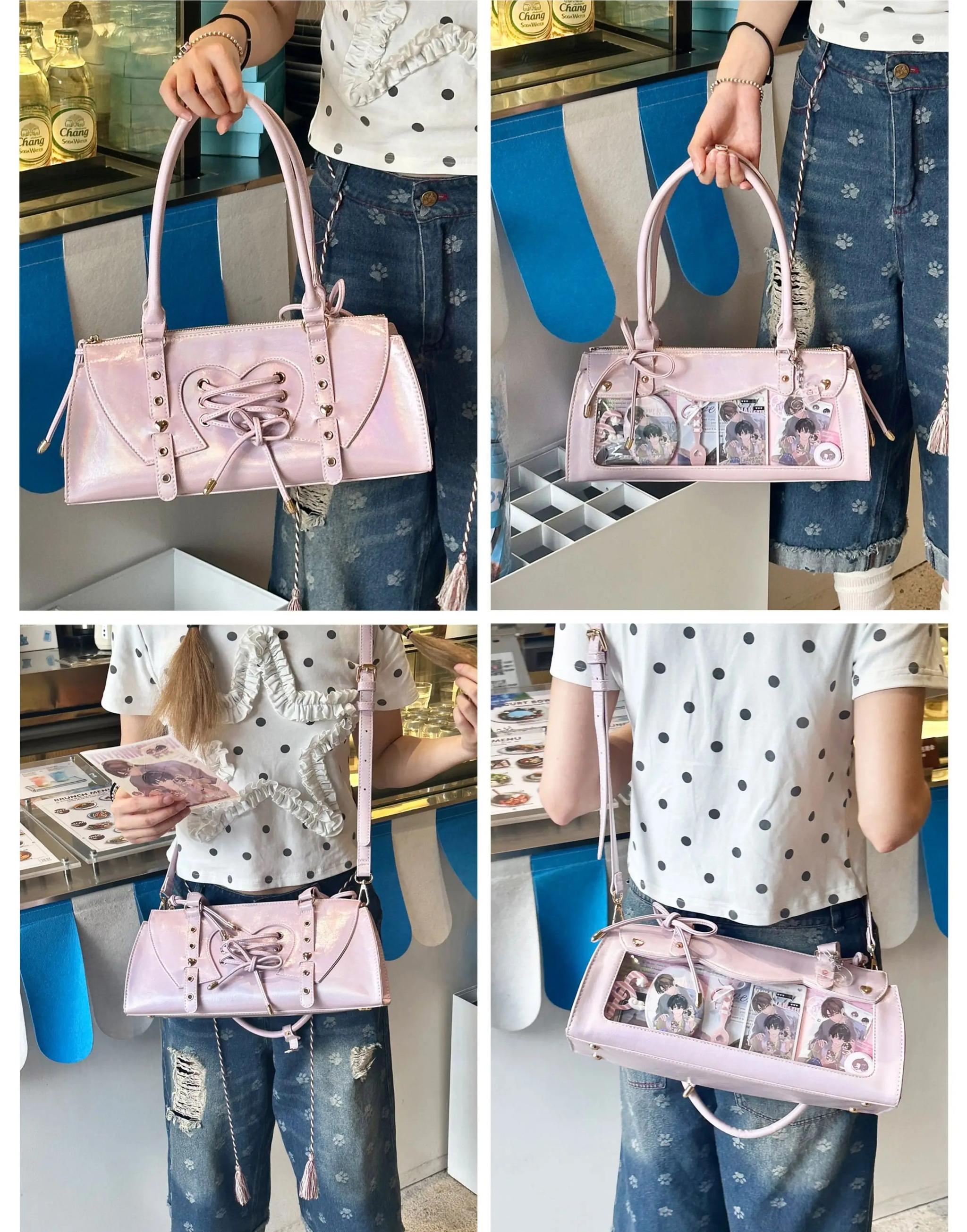 Vintage baguette itabag with PU leather material detail showing durability and luxury aesthetic finish