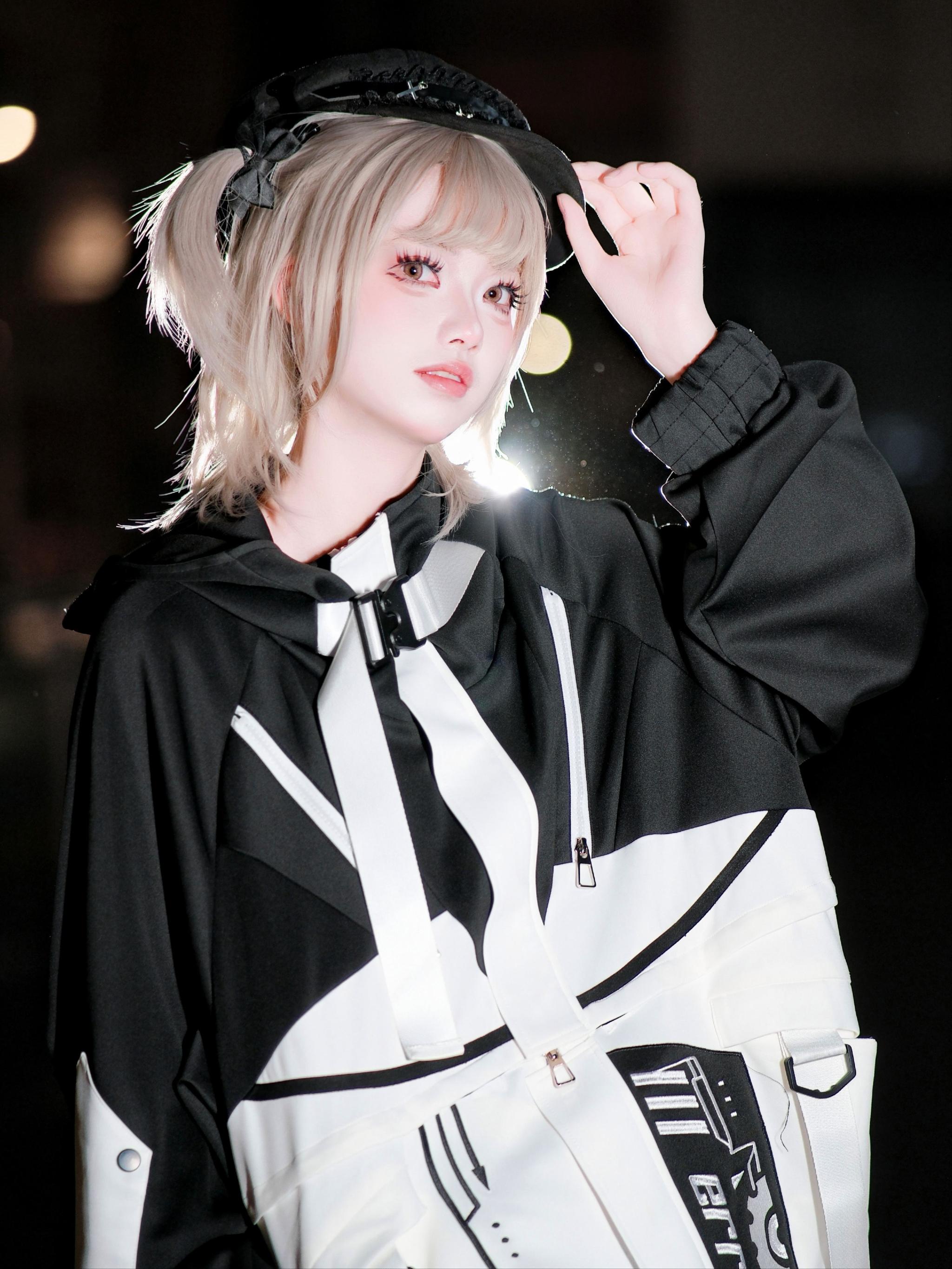 Cyberpunk jirai kei jacket detachable section showing modular construction separation points functional design