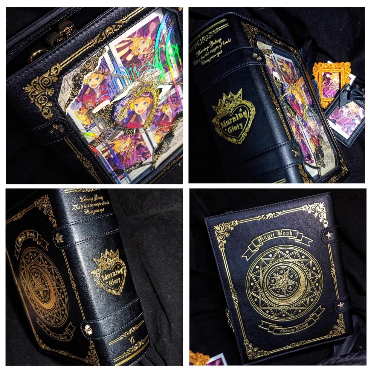 Vintage grimoire Jirai Kei ita crossbody bag bow card pouch coordinated matching colors detail view