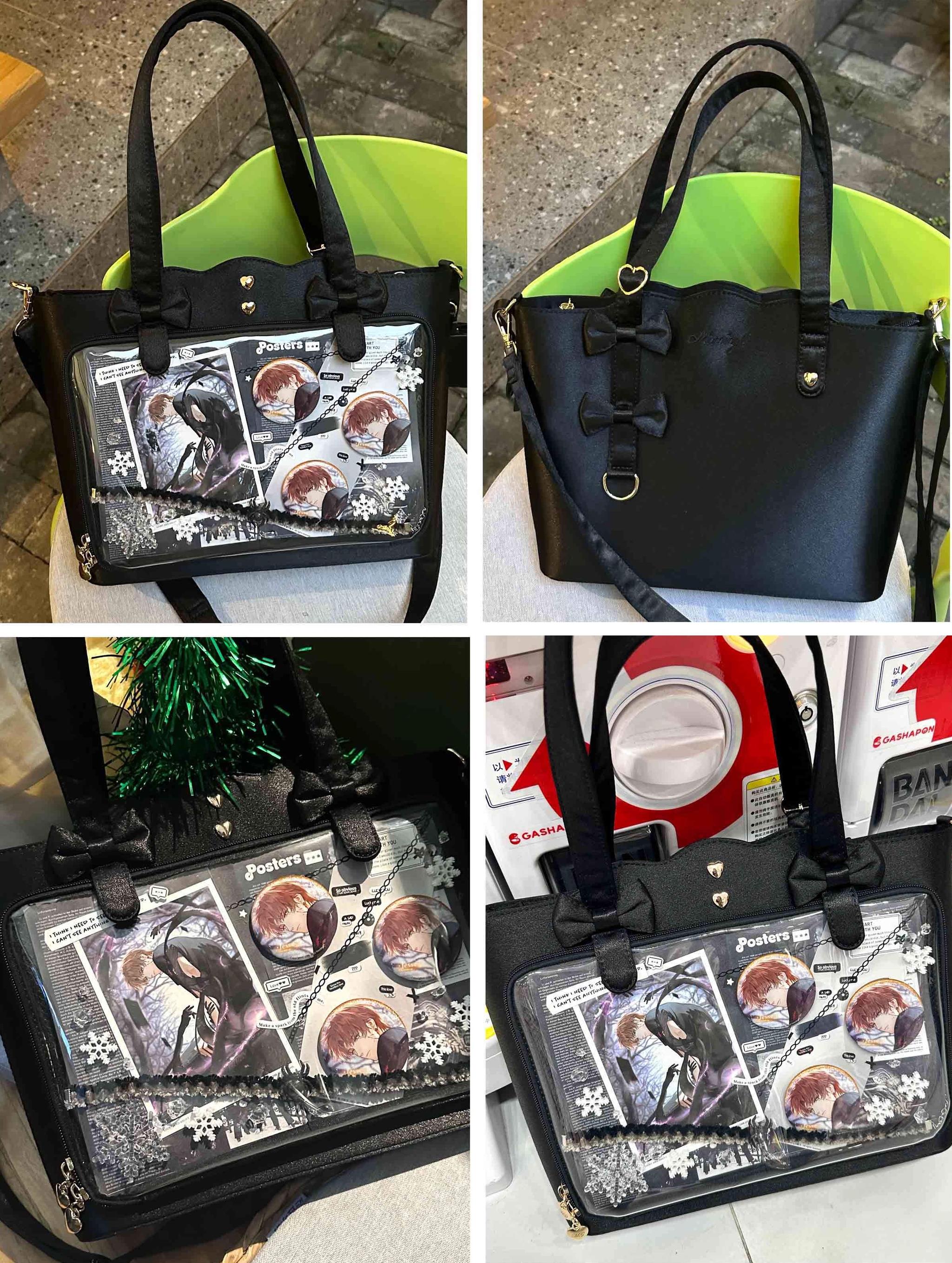 Jirai Kei ita bag styling guide with outfit coordination examples, showing complementary fashion pieces, Y2K aesthetic pairings, and alternative fashion complete looks