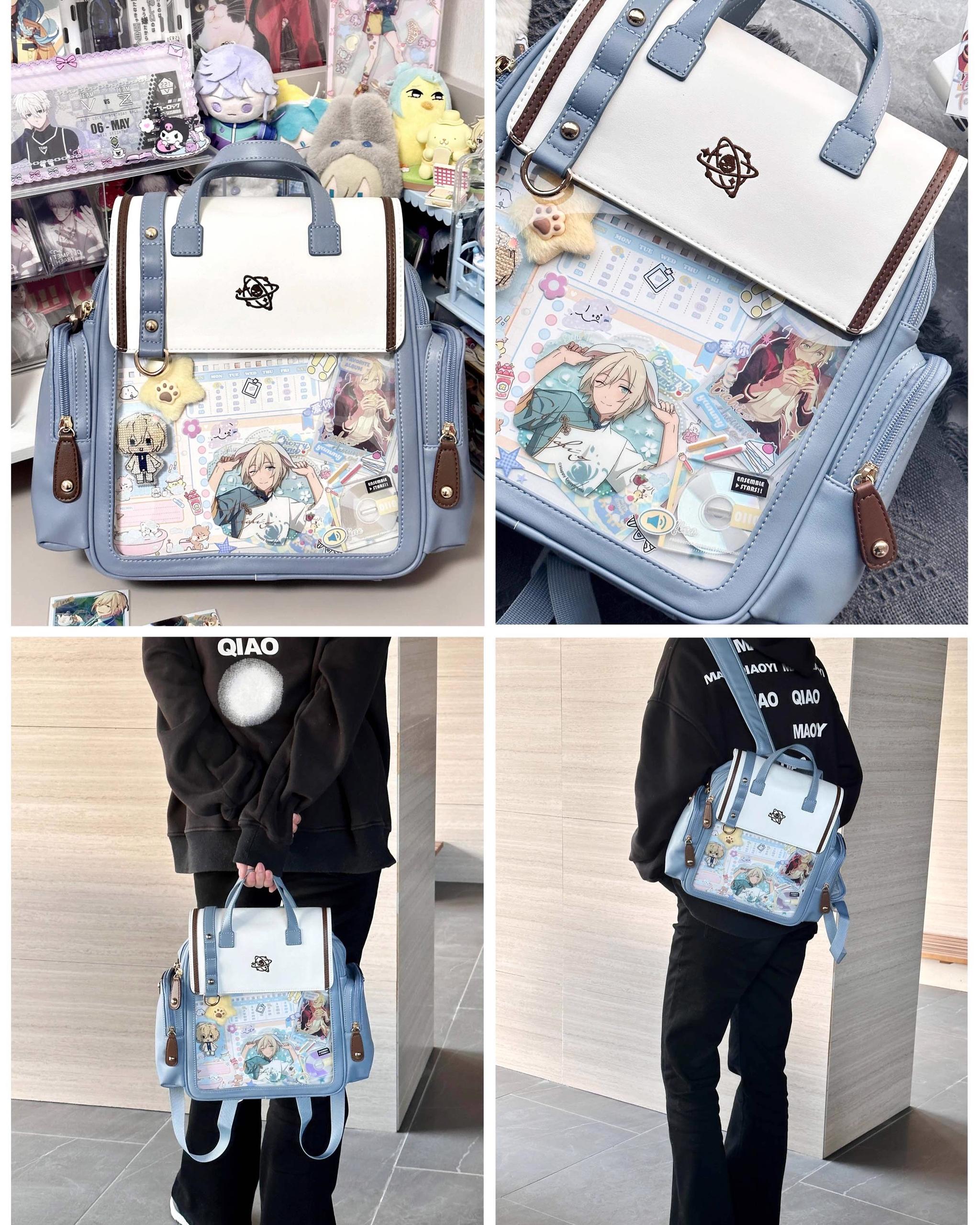 School itabag backpack shoulder strap and side profile view showing structural design and carrying capability