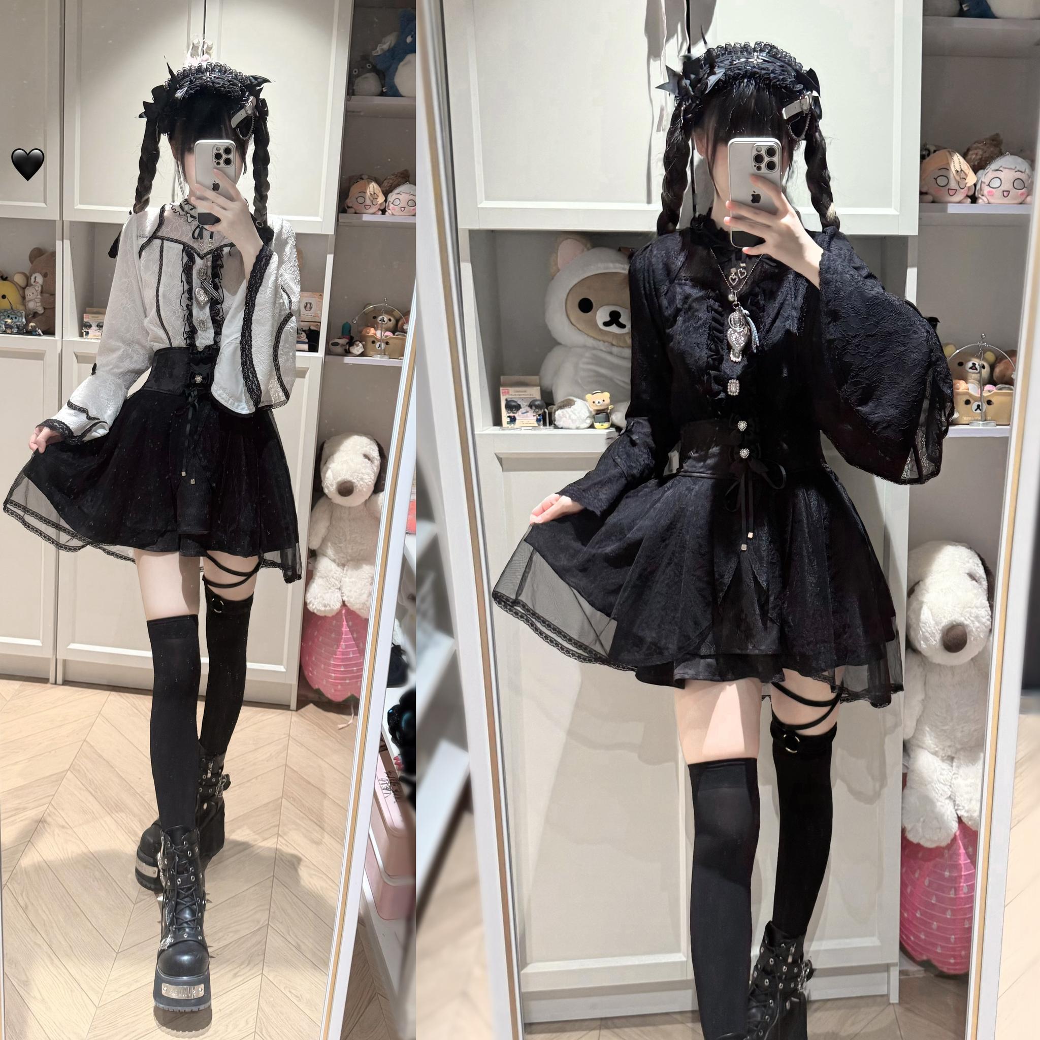 Jirai kei blouse hime sleeve design romantic lace feminine gothic lolita influence
