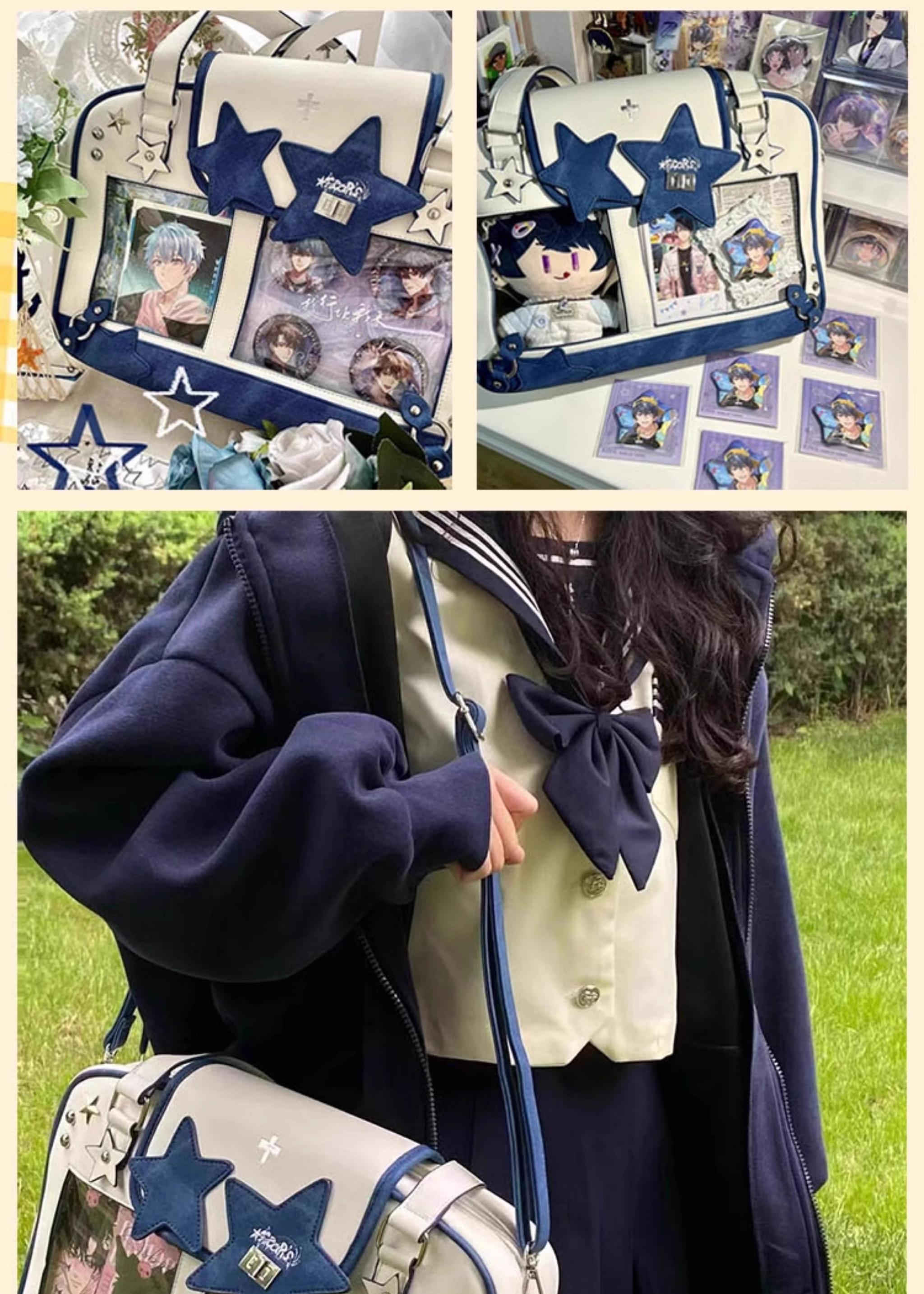 Jirai Kei itabag star decoration detail close-up PU PVC material quality handcrafted