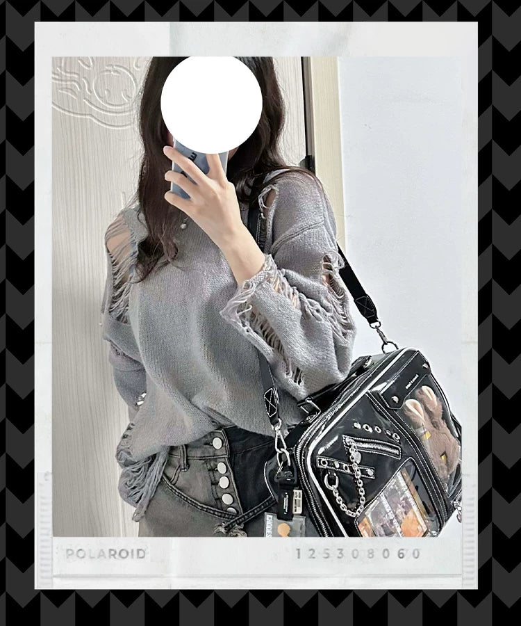 Jirai Kei ita bag interior storage showing laptop compartment and organizational sections
