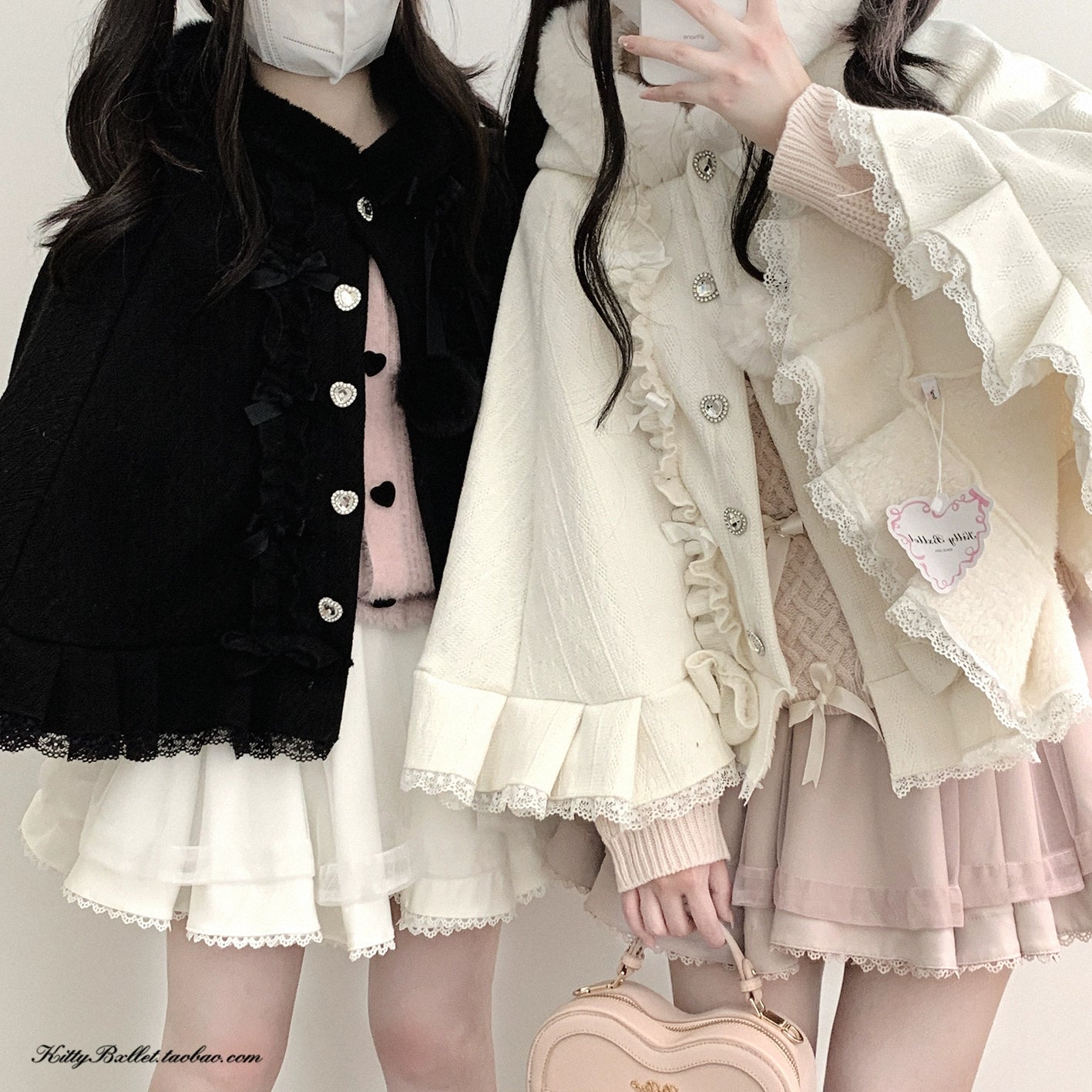 Black tulle Jirai Kei mini skirt product shot displaying the complete skirt silhouette with rhinestone and ruffle details