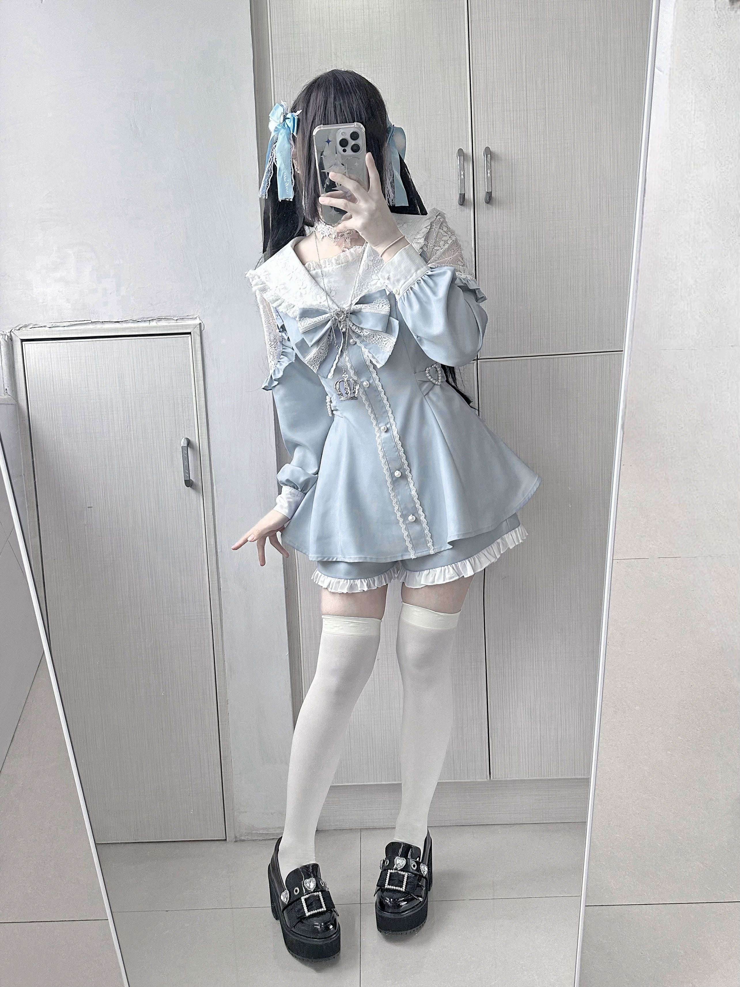 Sailor Jirai Kei dress set alternative styling school inspired look with accessories coordination