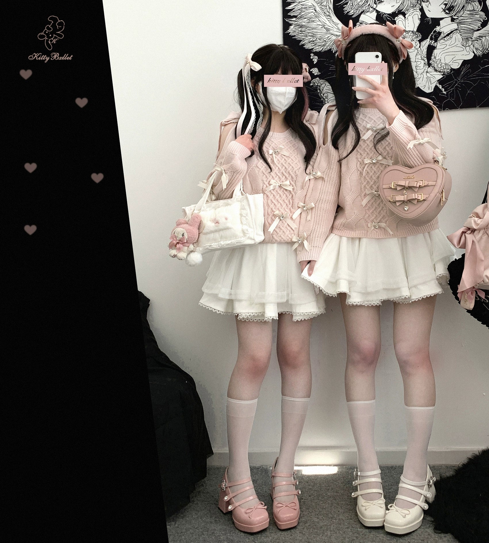 Pink double-layered tulle Jirai Kei mini skirt with rhinestone waistband and ruffled hem featured in close-up product photography