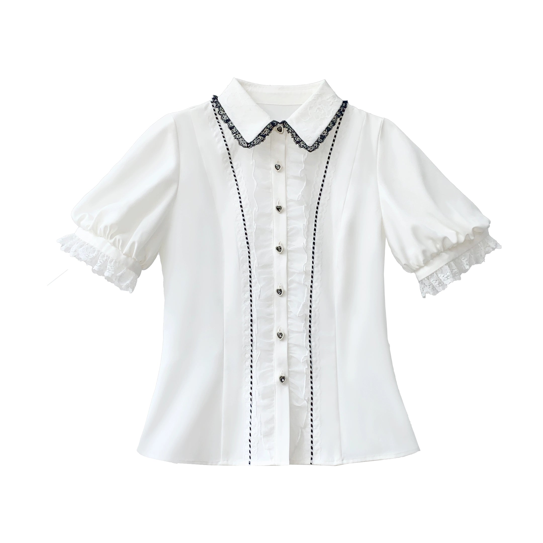 Black Plaid Jirai Kei Suspender Skirt, White Blouse - Image 26