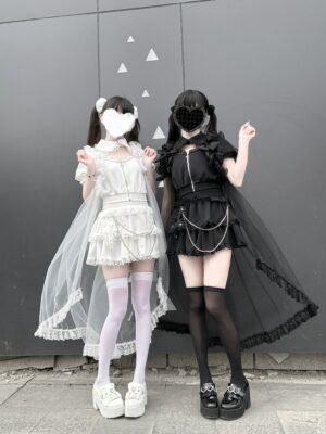 jirai-kei-mini-skirt-set-full-body-front-platform-shoes-thigh-high-stockings-sheer-tulle-layer