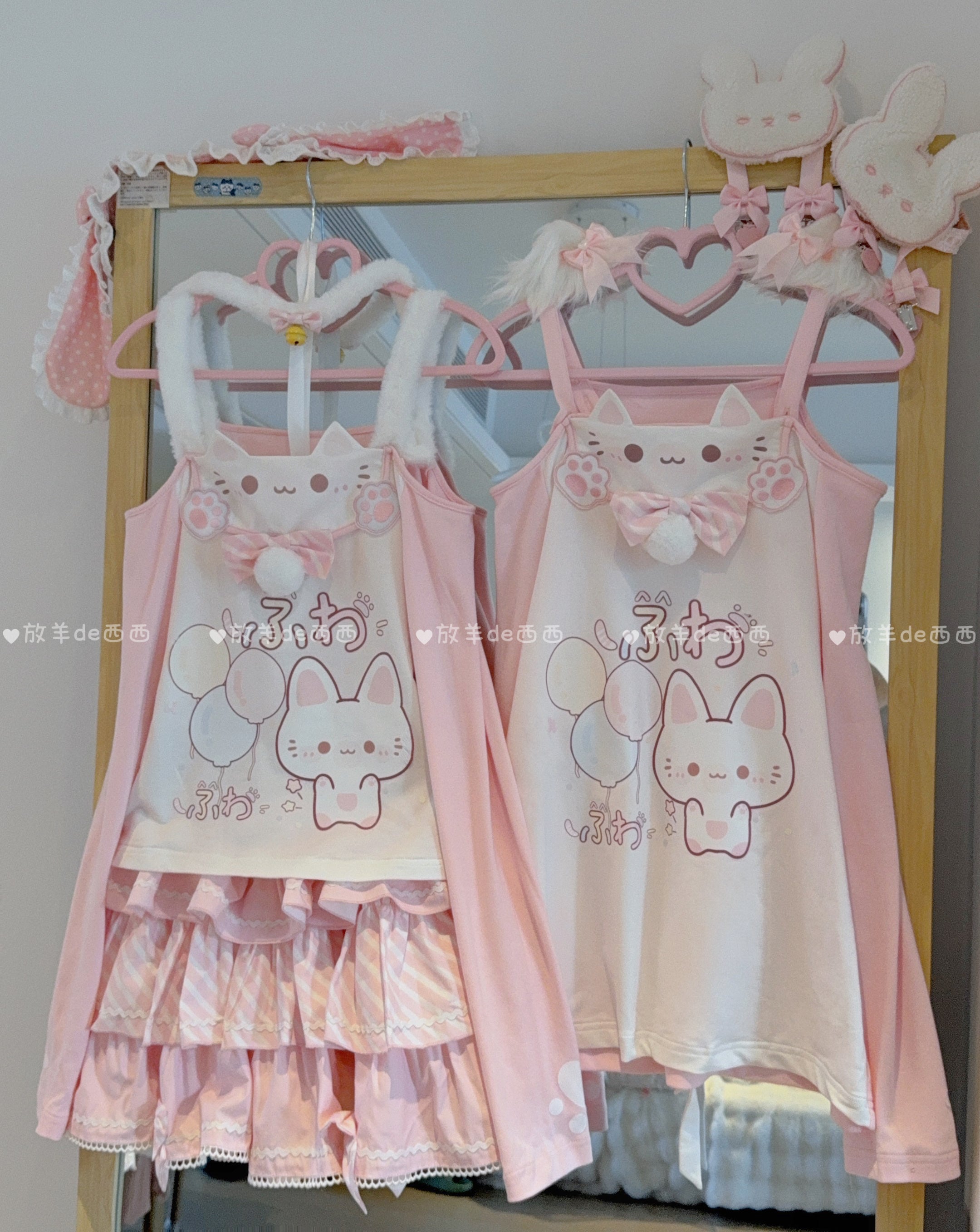 Tiered ruffled pink skirt with layered design showing full silhouette and movement effect, standalone product shot demonstrating ruffle volume and contemporary Jirai Kei aesthetic appeal