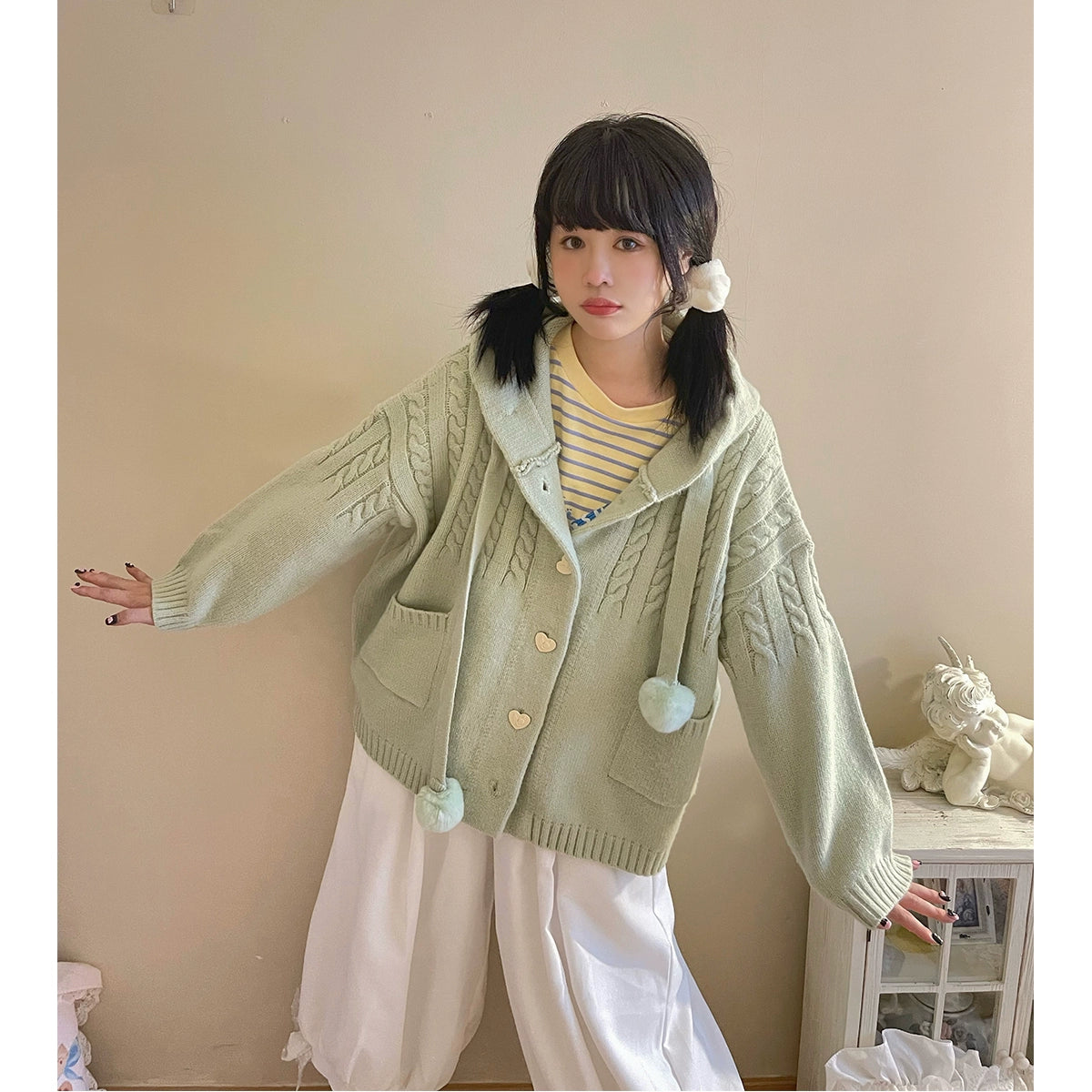 Kawaii Oversized Cardigan Sweater Coat Multicolor - Image 46