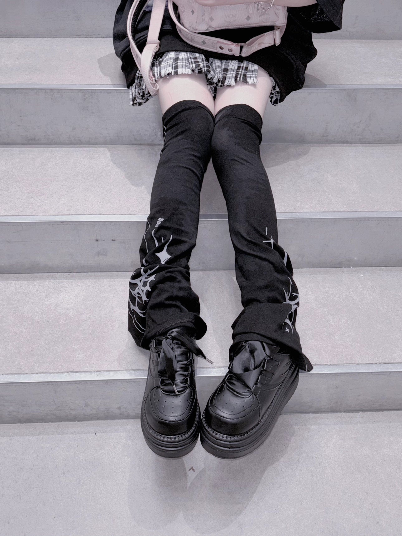 Jirai Kei platform round-toe sneakers detailed sole construction thick platform design angle view