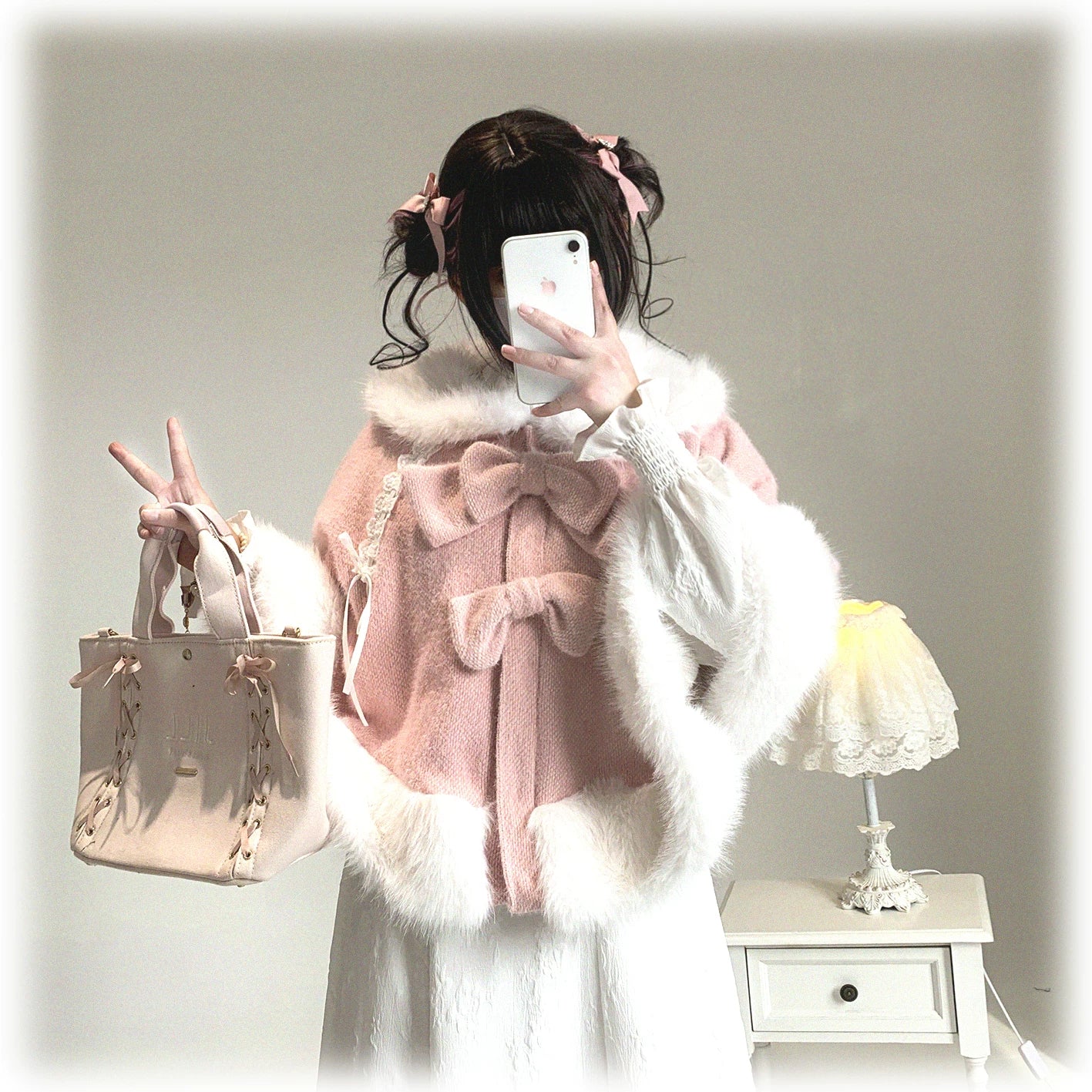 Jirai Kei bunny ear winter cape sustainability information showing eco-conscious production and ethical sourcing