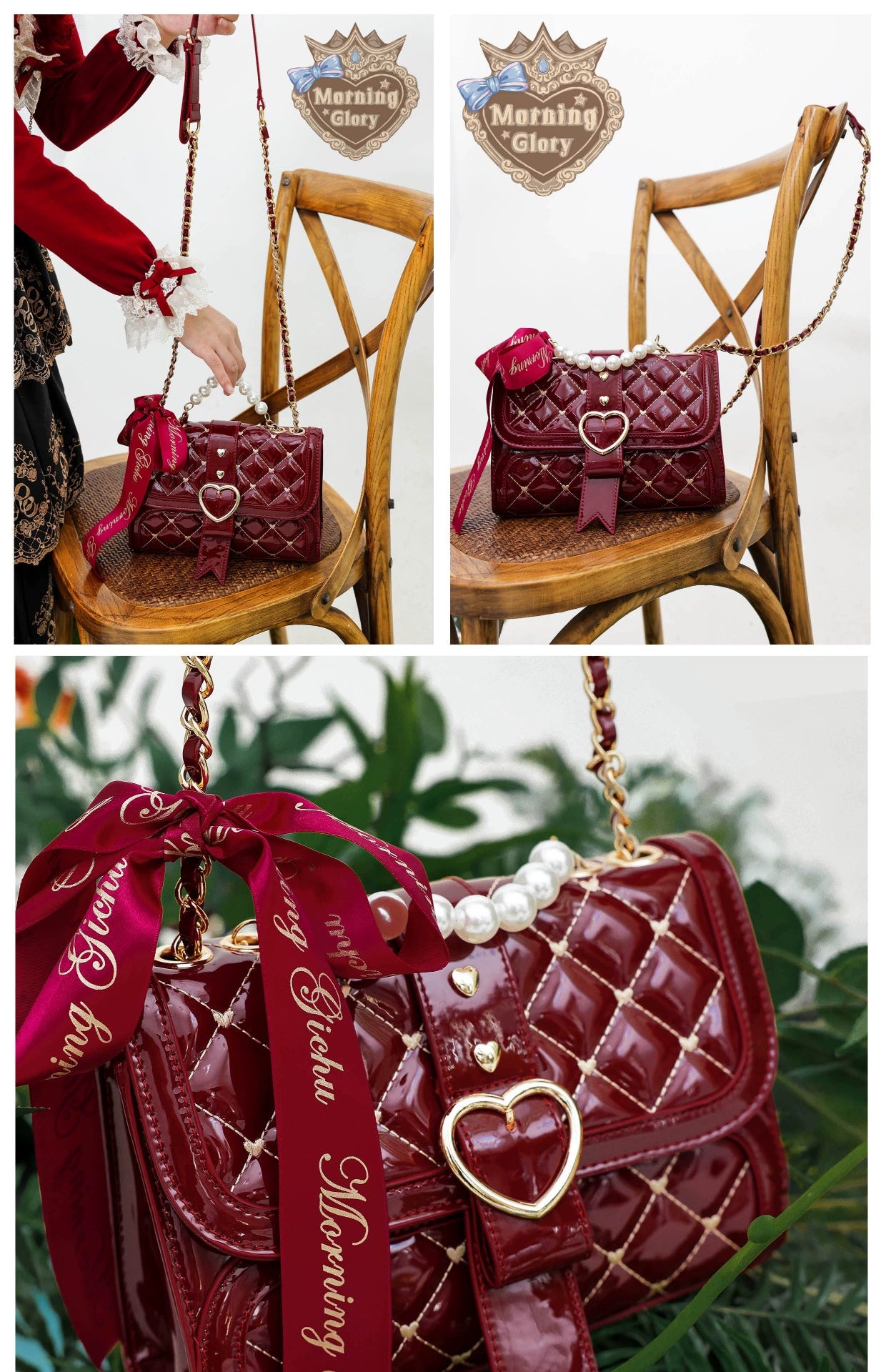 Jirai kei ita shoulder bag heart-shaped lock mechanism close-up showing decorative security feature and kawaii design