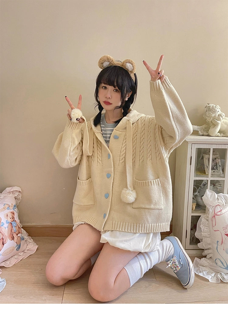 Kawaii Oversized Cardigan Sweater Coat Multicolor - Image 92