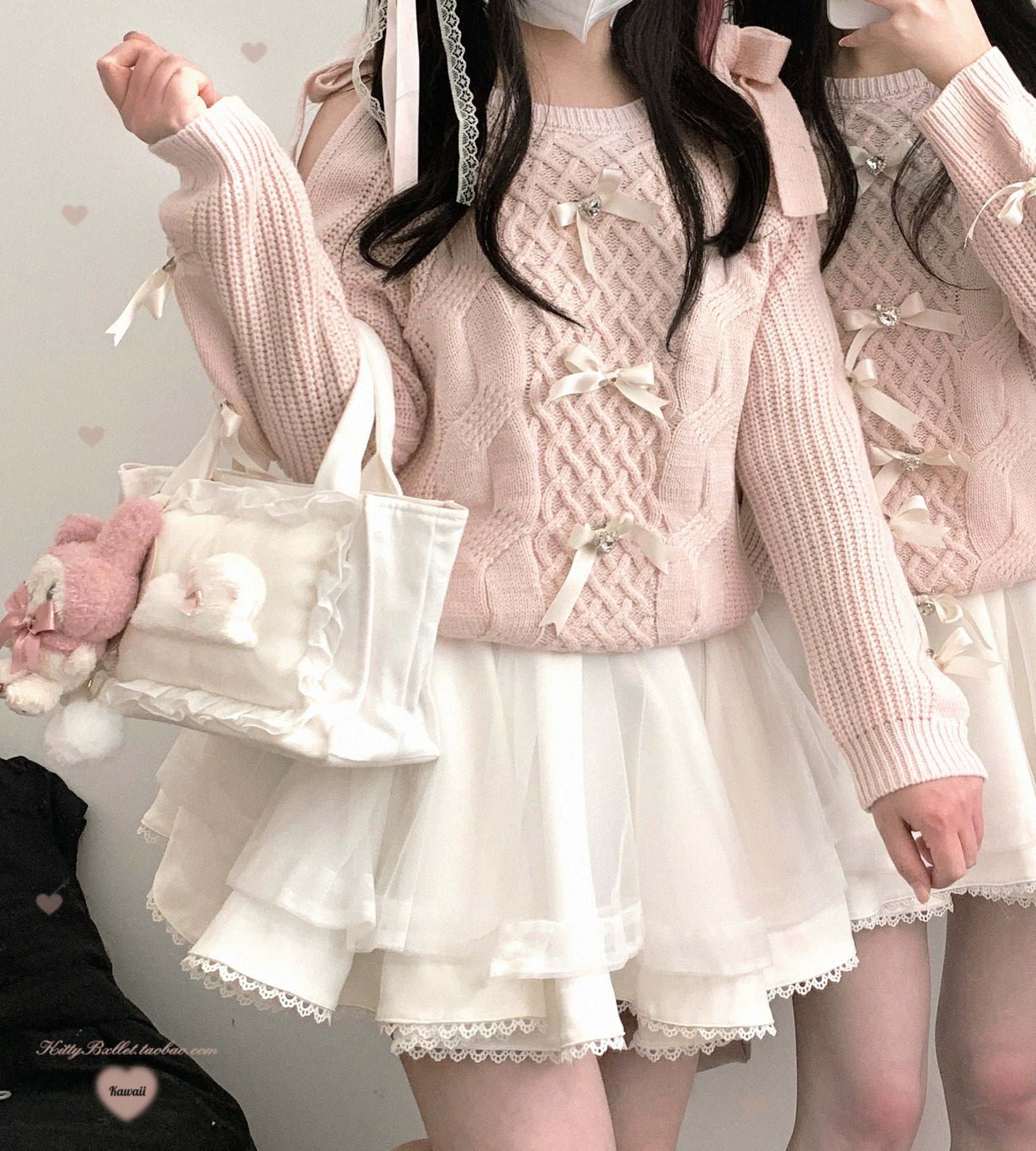 Black tulle Jirai Kei mini skirt hanging display showing the full length ruffled hem and double-layer construction profile