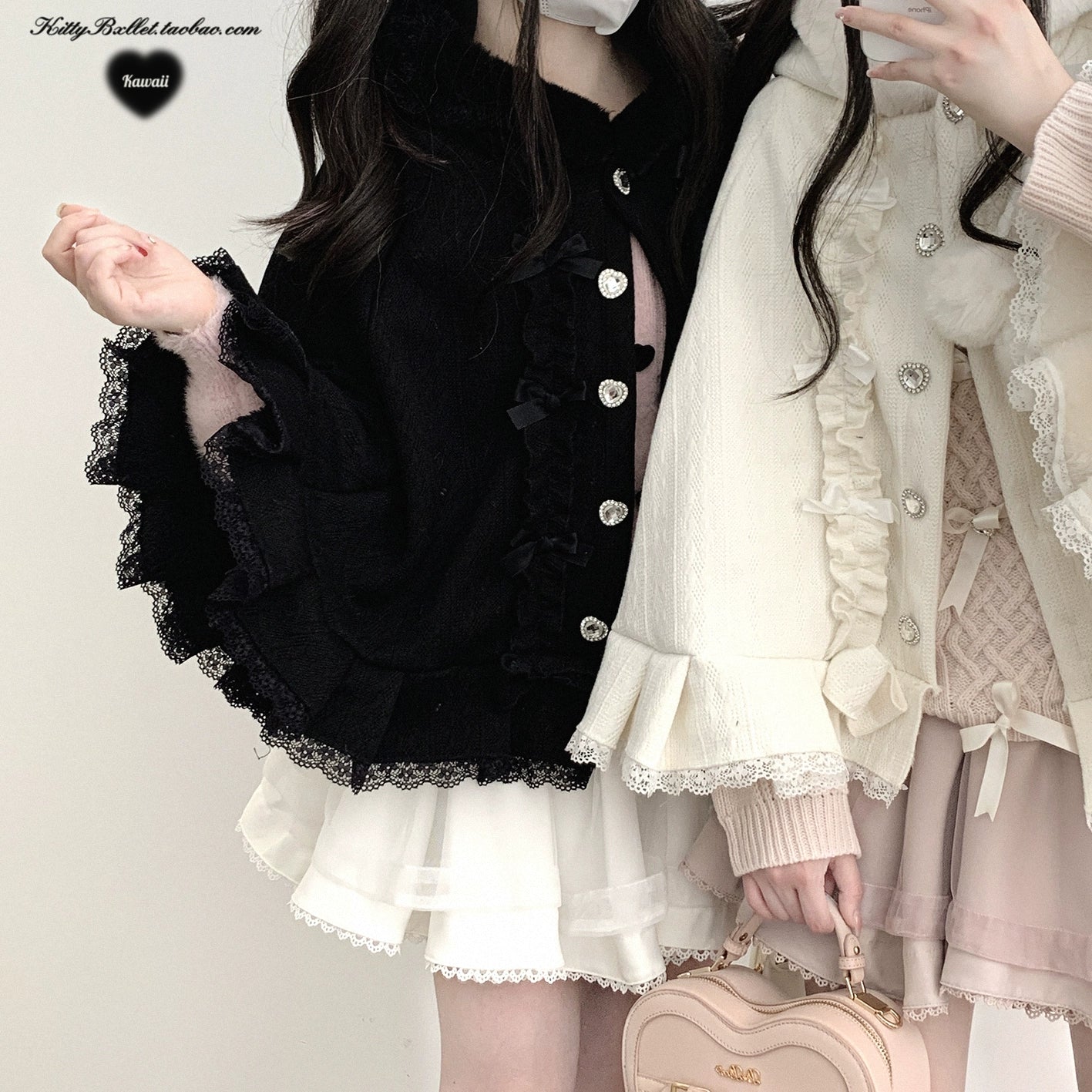Pink tulle Jirai Kei mini skirt product photography showing the ruffled hem and double-layer voluminous construction