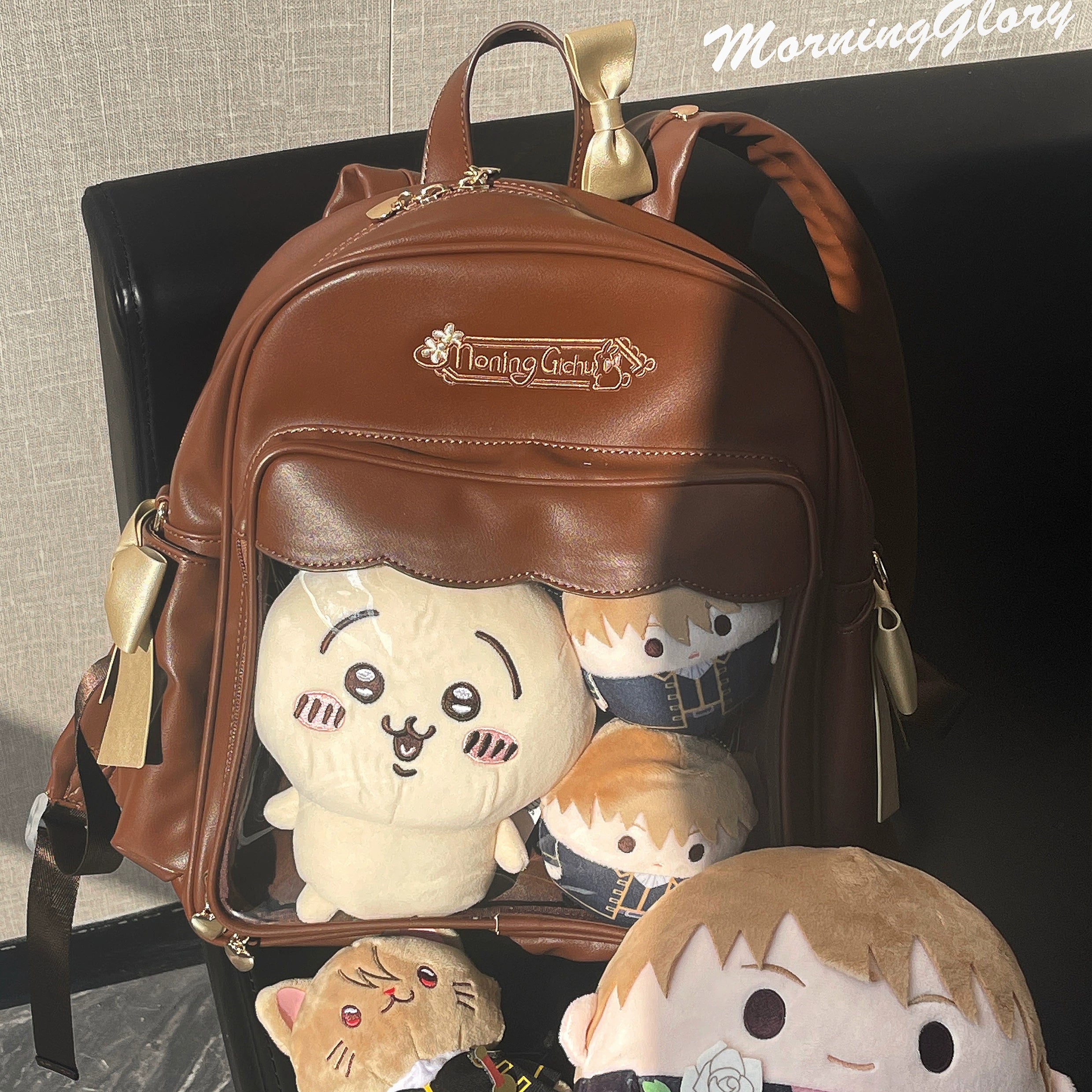 Jirai Kei itabag brown color variant anime merchandise transparent display professional photography