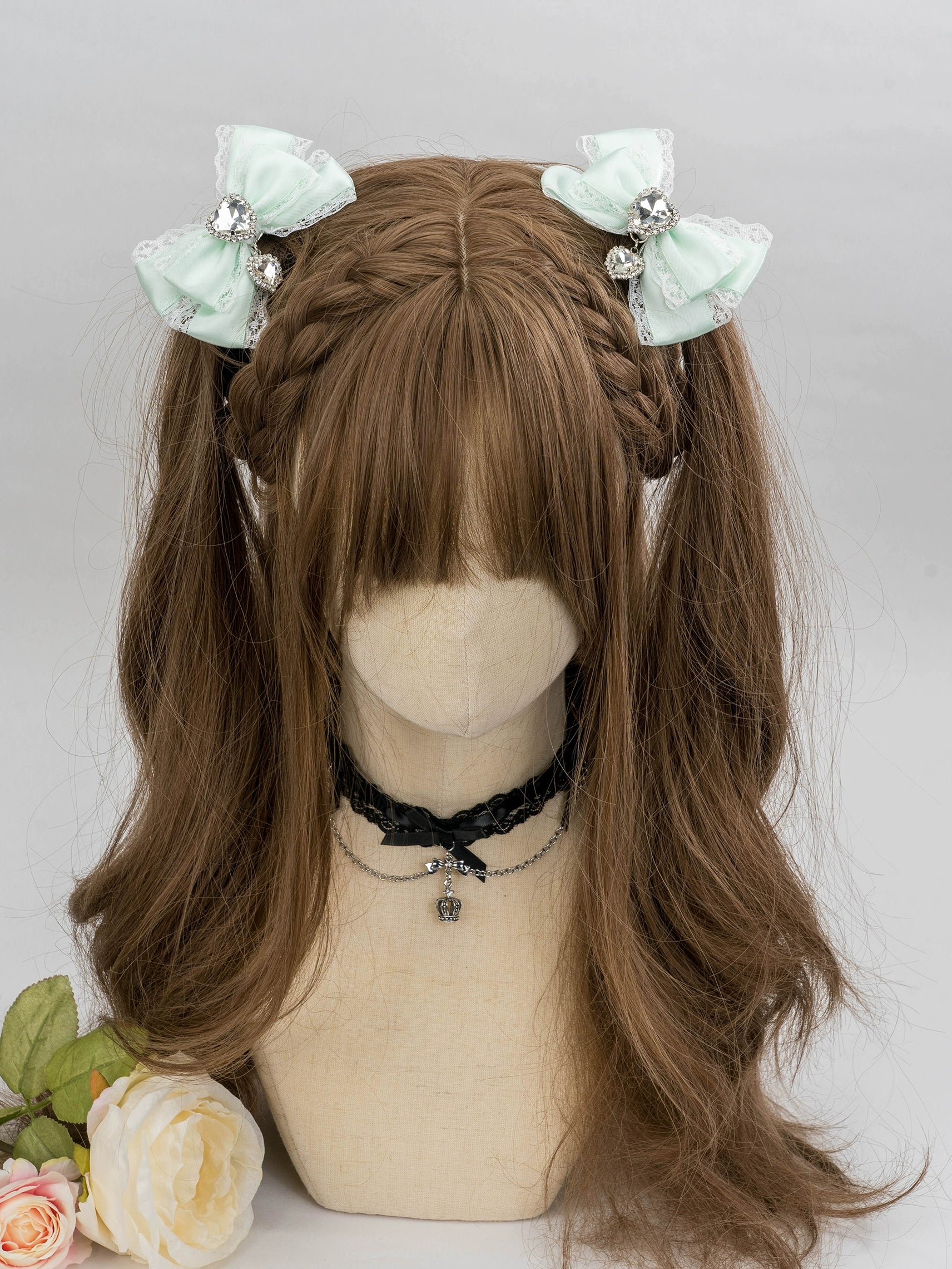 jirai kei bow hair clip multiple angles showcase versatile fashion accessory styling possibilities