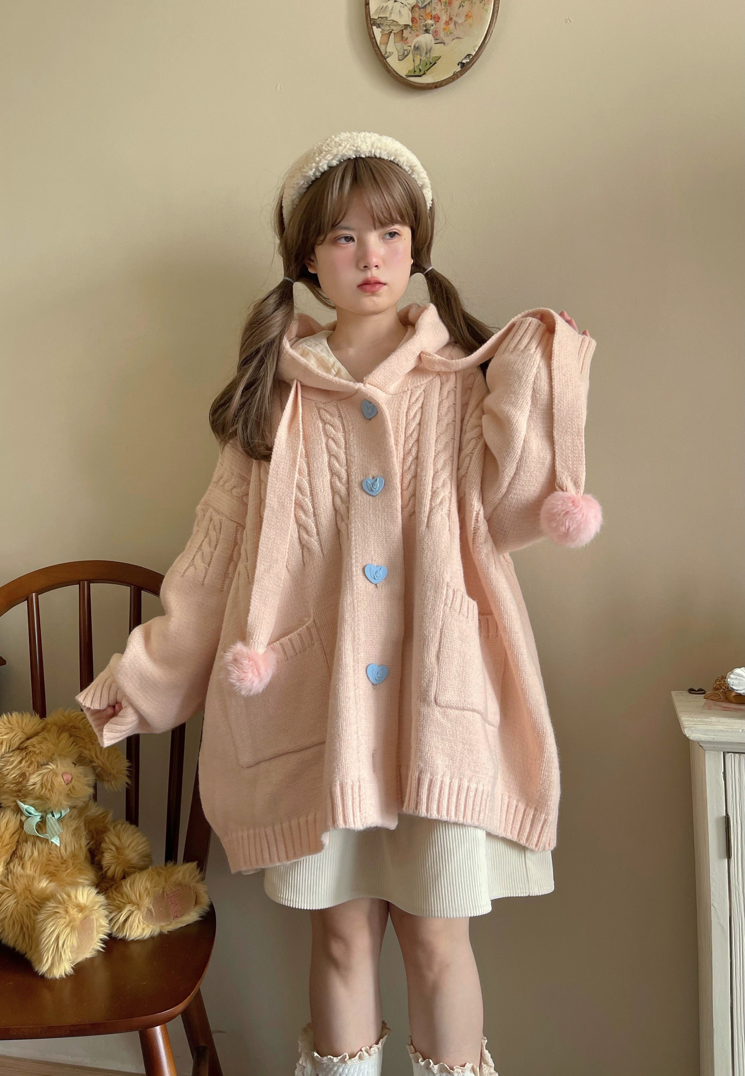 Kawaii Oversized Cardigan Sweater Coat Multicolor - Image 57