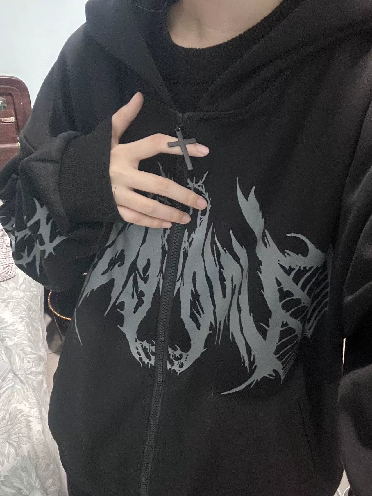 Jirai Kei hoodie community photography featuring multiple wearers expressing individual aesthetic within unified goth punk subculture movement