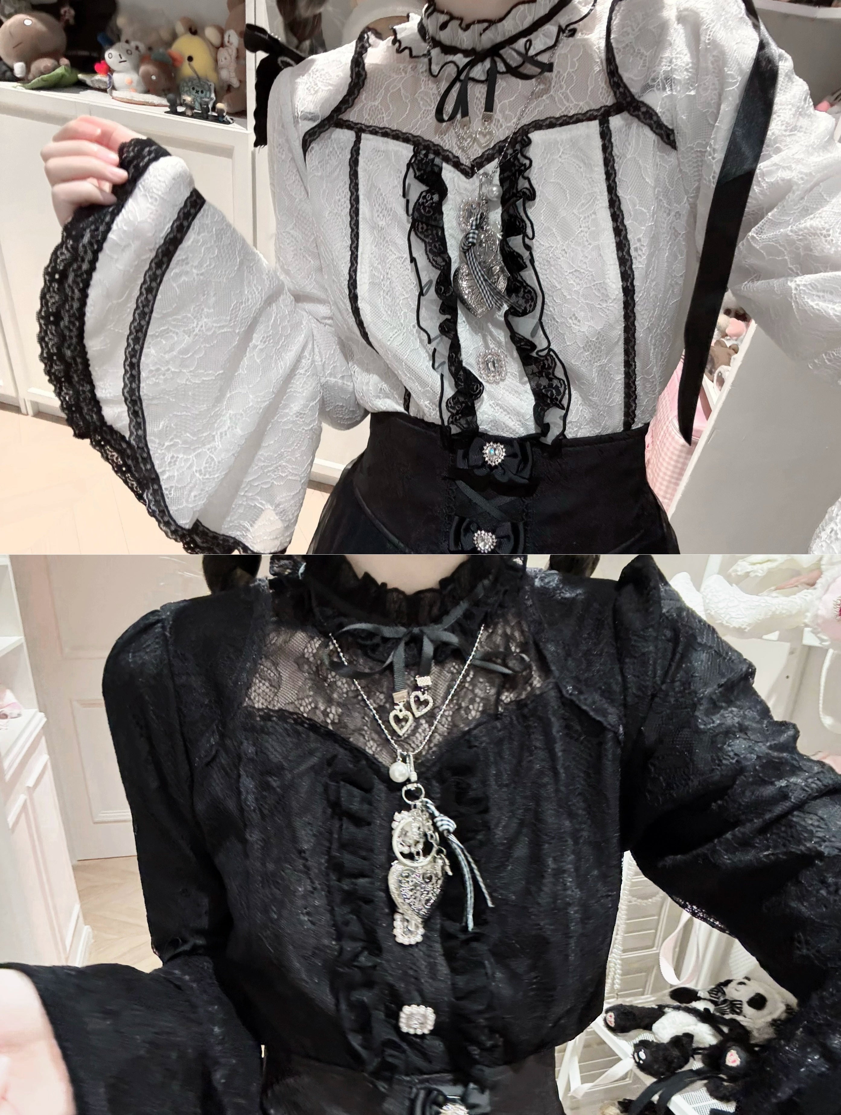 Jacquard skirt high-waist back zipper waist tie jirai kei fashion detail view