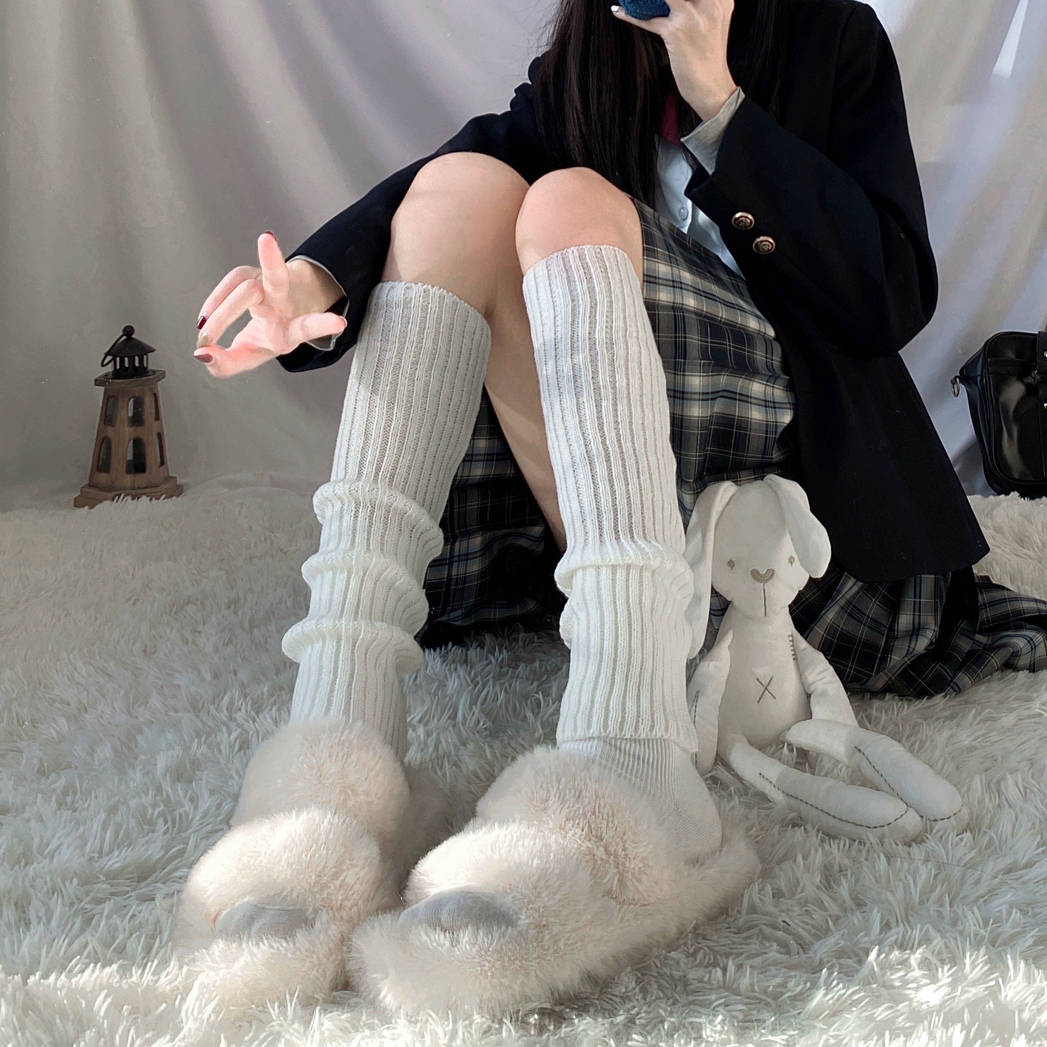 Jirai kei y2k gyaru leg warmer styling inspiration multiple outfit combinations mini skirt plaid leather platform shoes aesthetic