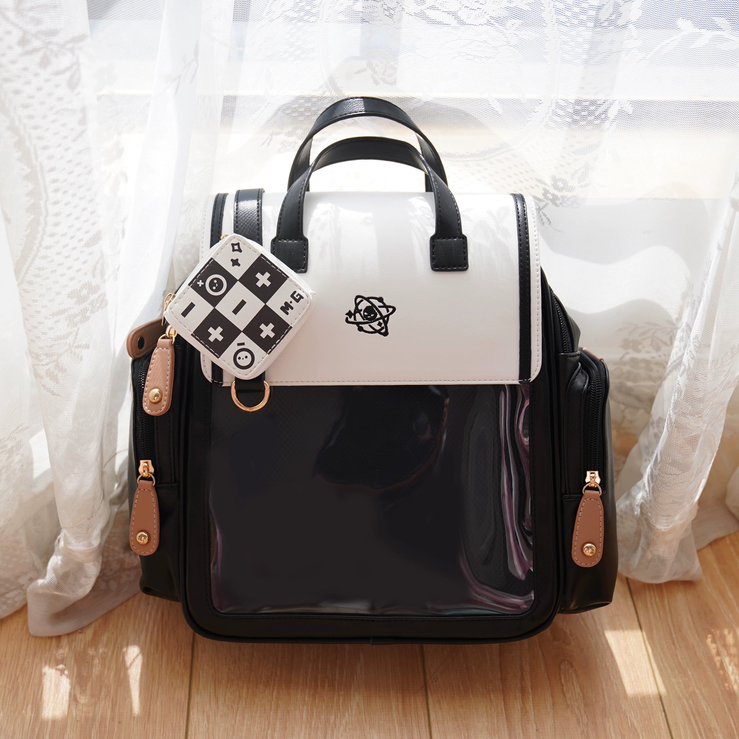 Black timeless Jirai Kei itabag backpack versatile color allowing merchandise to showcase