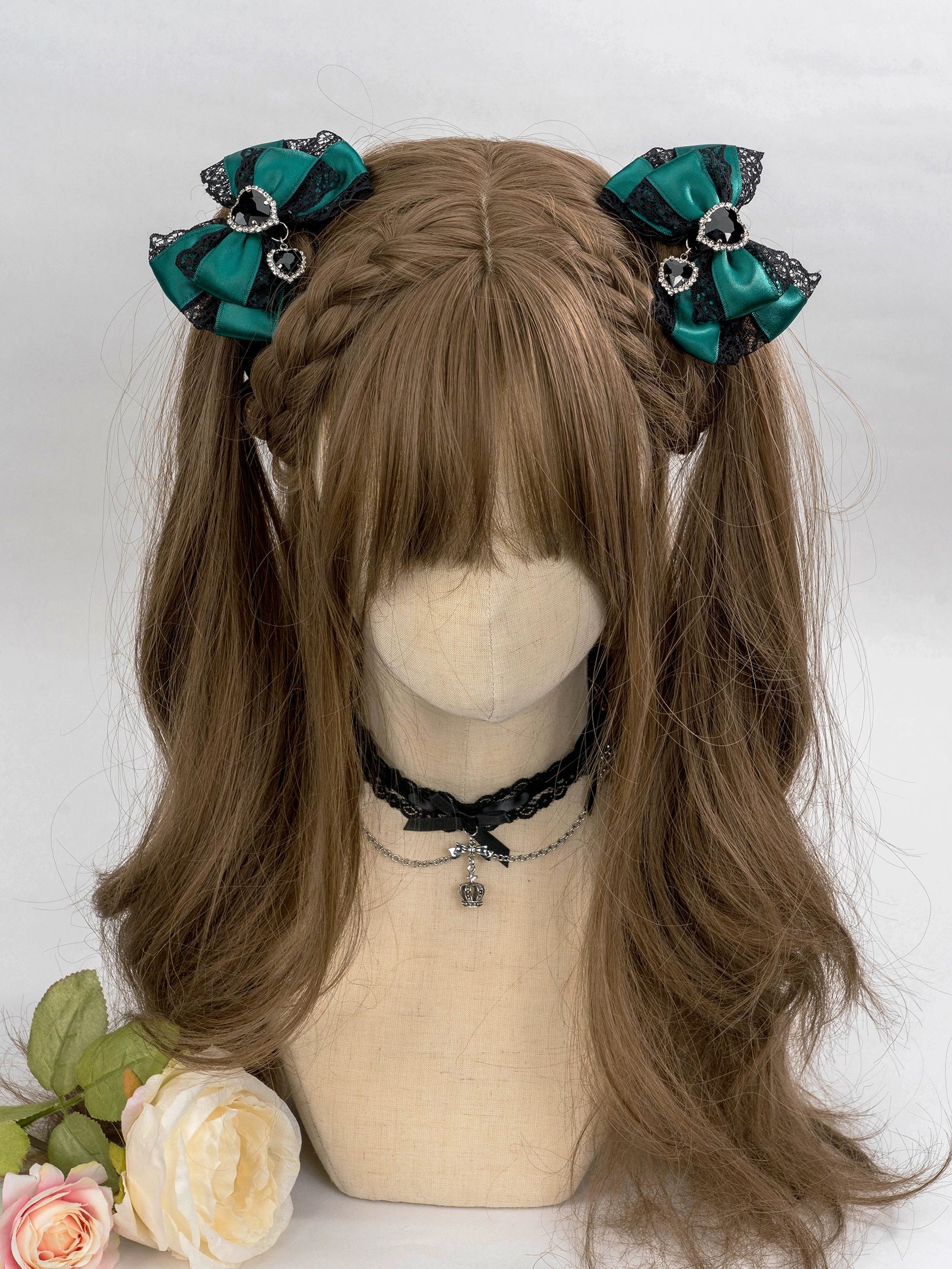 jirai kei bow hair clip lightweight comfortable all-day wear showing clip on dark hair styling