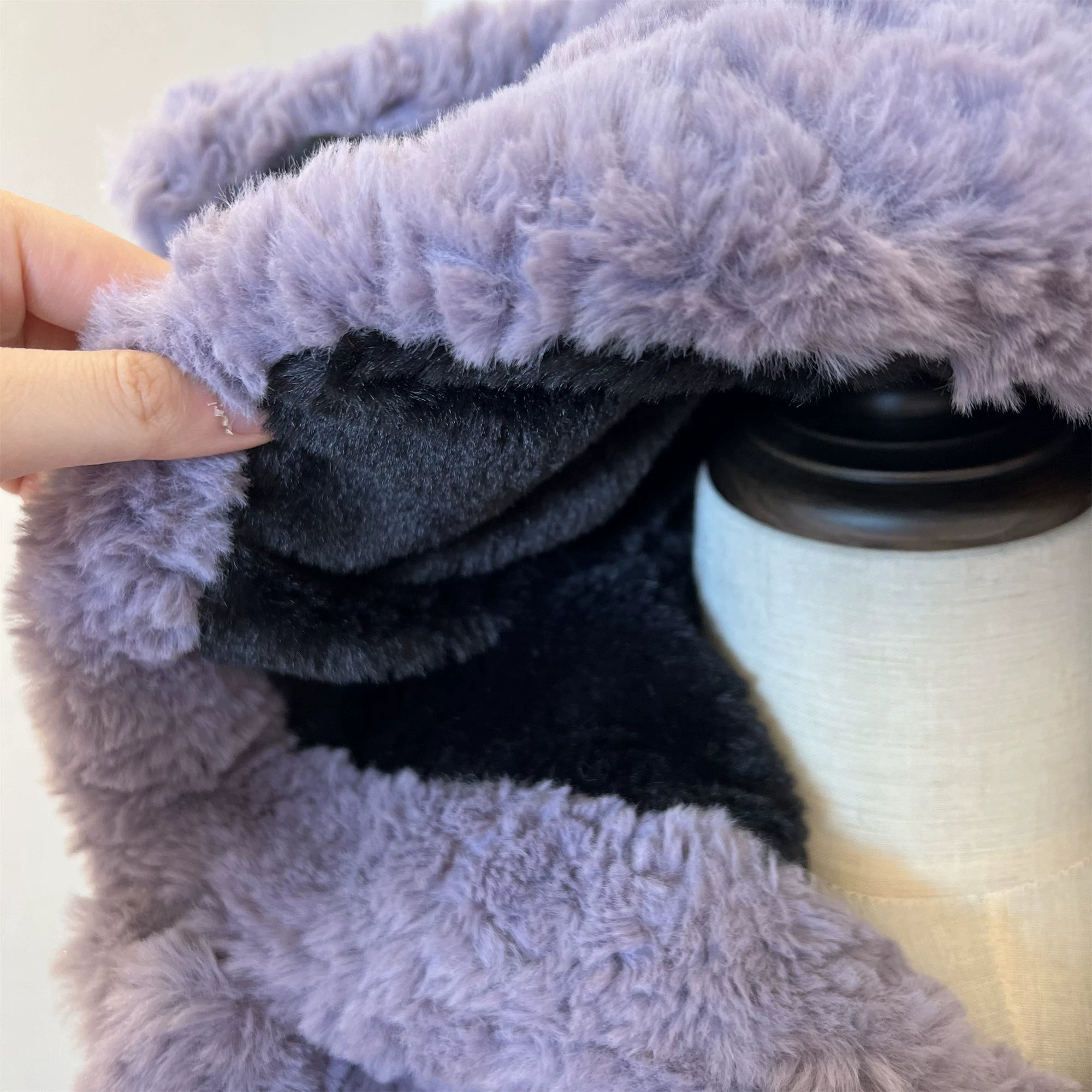 Jirai Kei fleece coat paired with bottoms, showing styling combination with cargo pants or skirt, demonstrating complete outfit aesthetic coordination