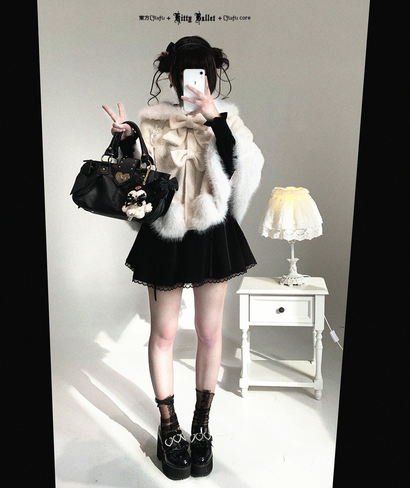 Jirai Kei bunny ear winter cape fashion editorial showing professional styling and photography showcase