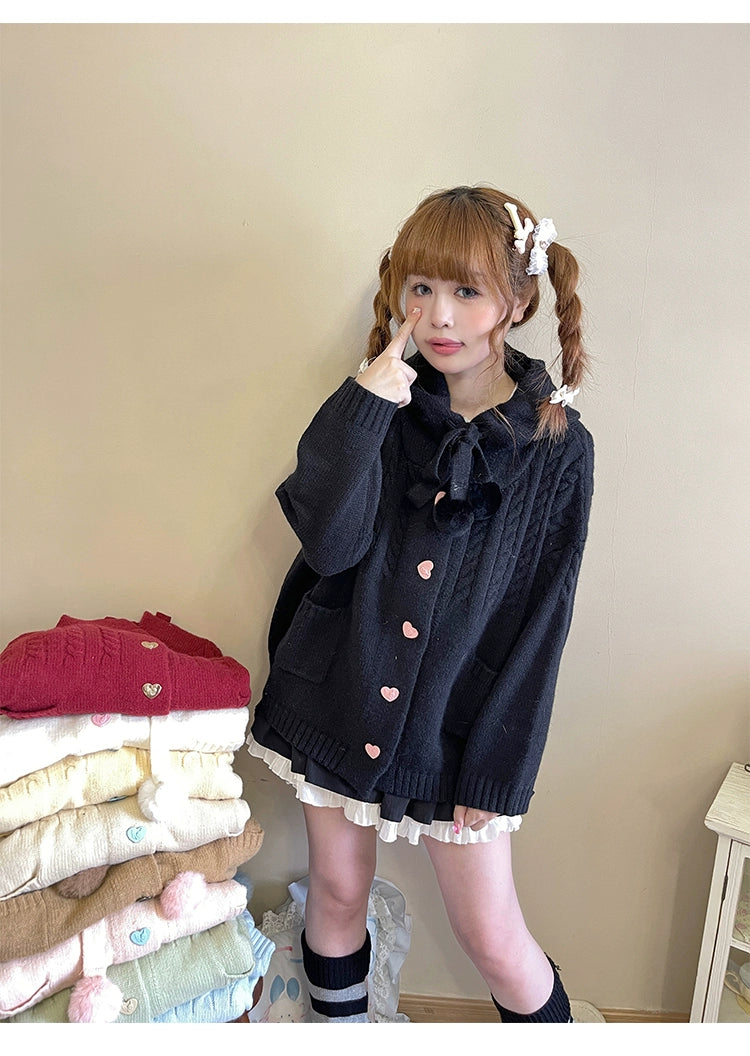 Kawaii Oversized Cardigan Sweater Coat Multicolor - Image 12