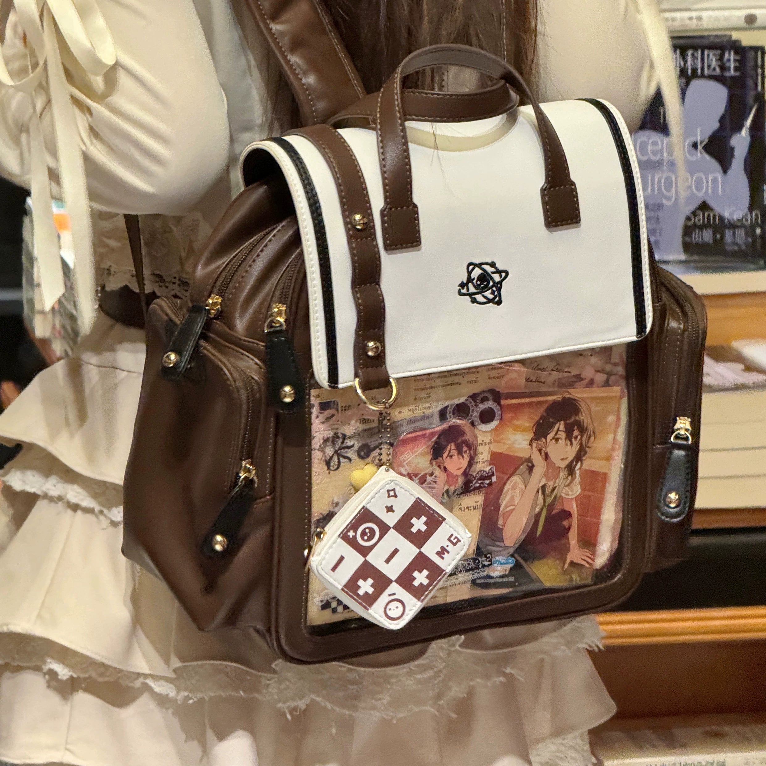 Brown warm vintage-inspired Jirai Kei itabag backpack retro anime nostalgia color palette