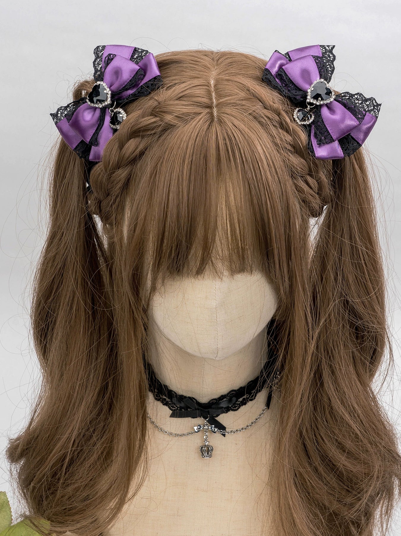 jirai kei butterfly knot bow hair clip front profile view showing double-layer bow design structure