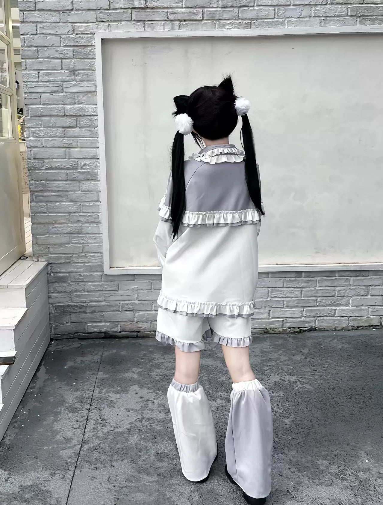 Sky Blue Tenshi Kaiwai complete set jacket, shorts, long pants and leg warmers bundle all pieces displayed together