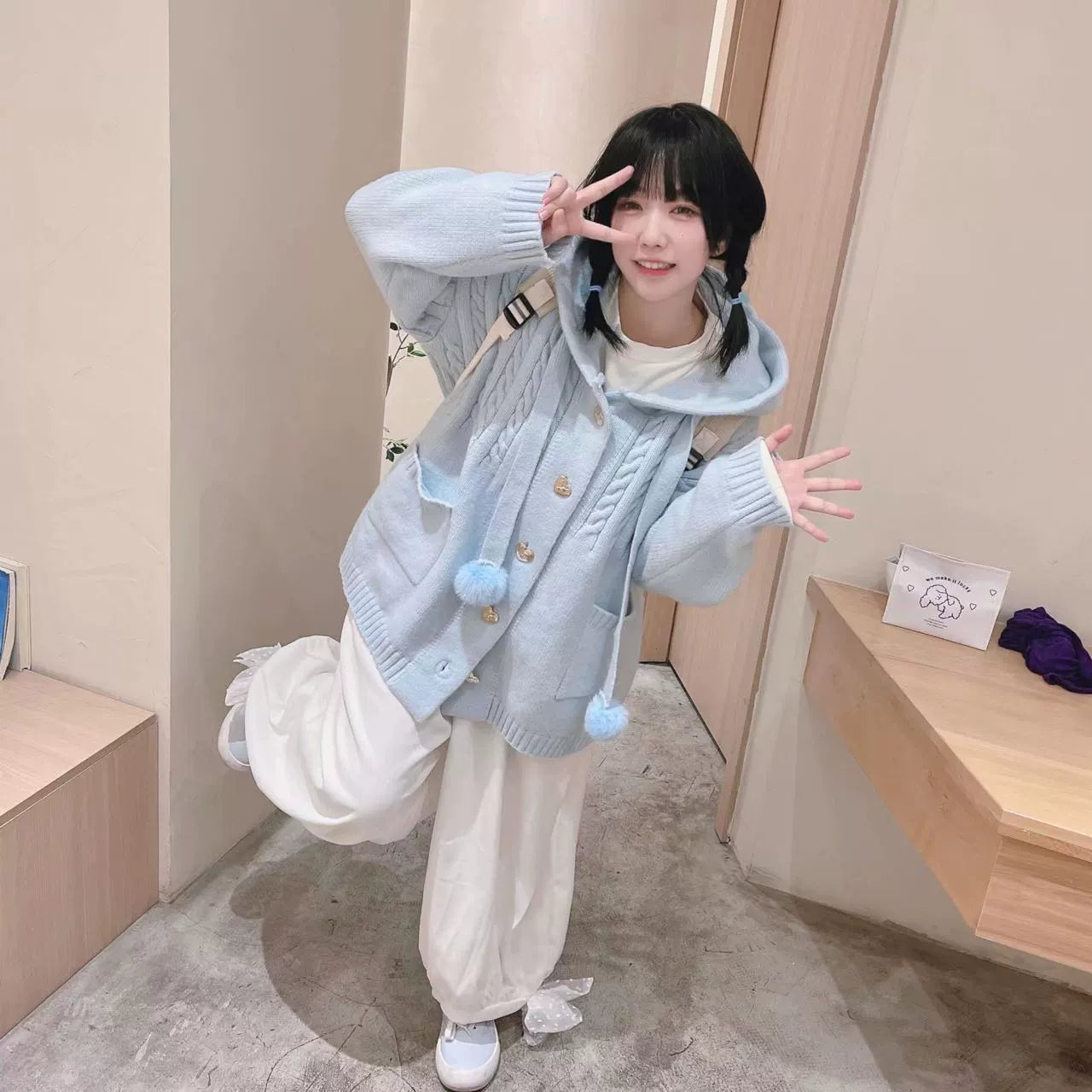Kawaii Oversized Cardigan Sweater Coat Multicolor - Image 33