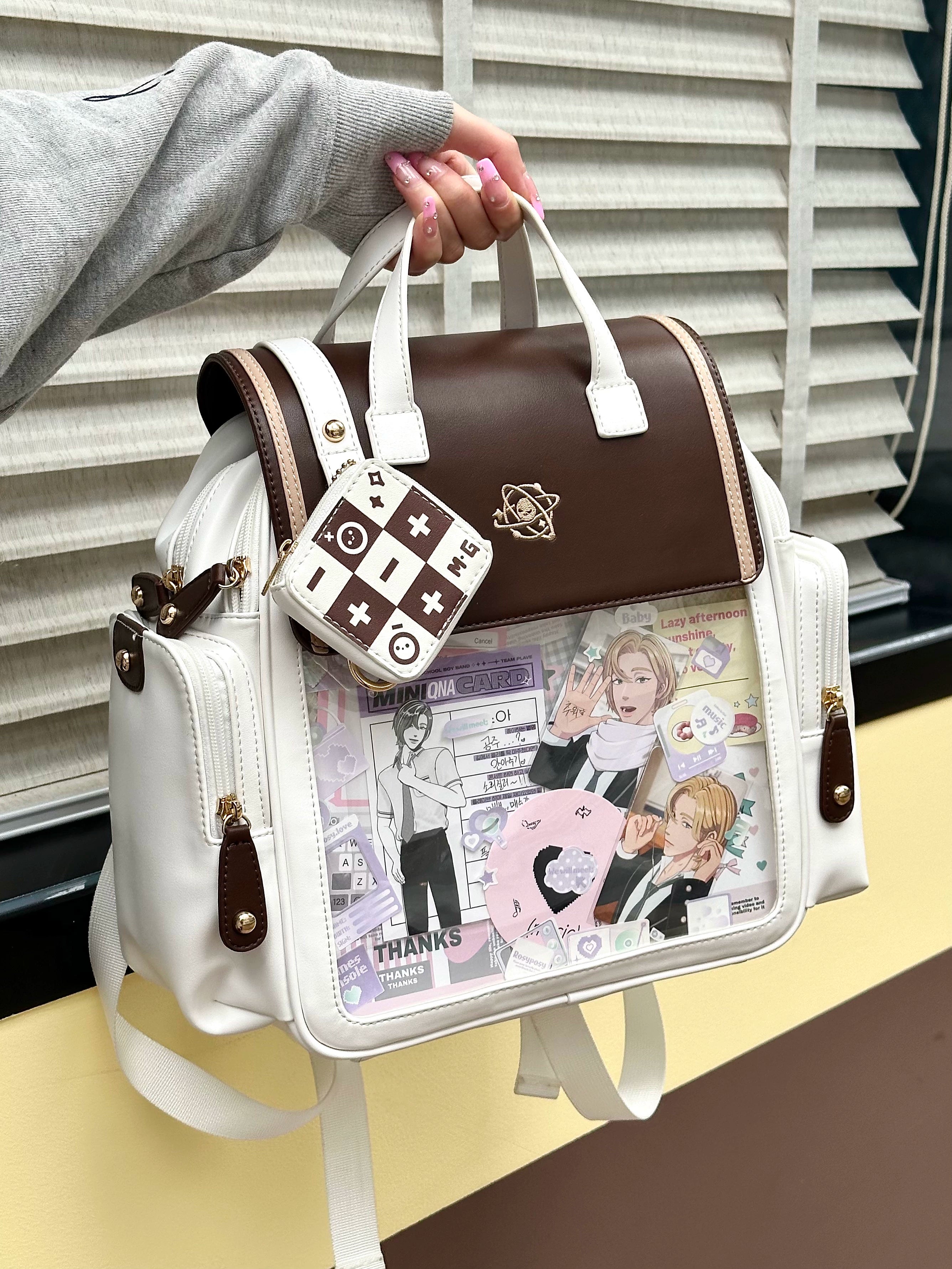 Black Jirai Kei itabag school backpack flat frontal view timeless versatile color option