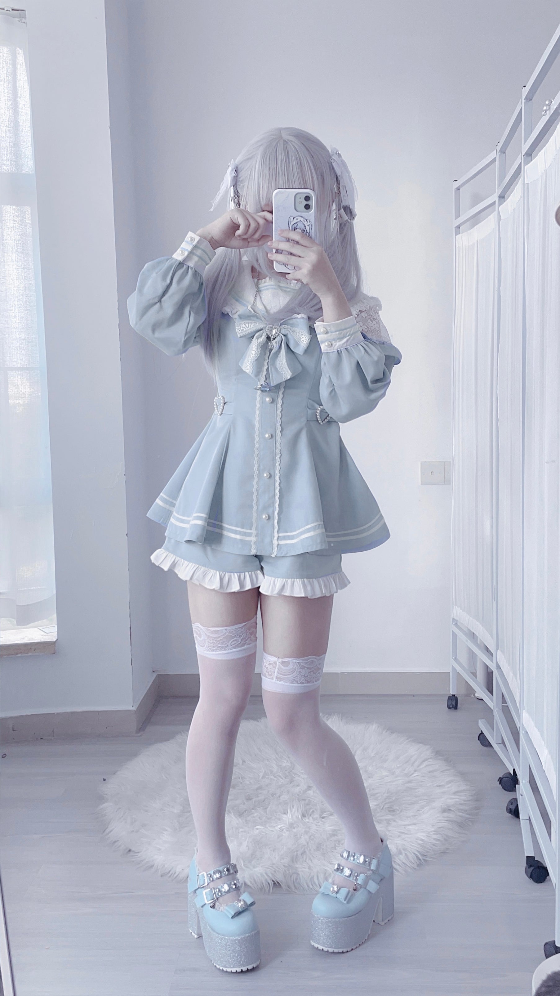 Sailor Jirai Kei dress set size XL variant on model full-body display fit demonstration