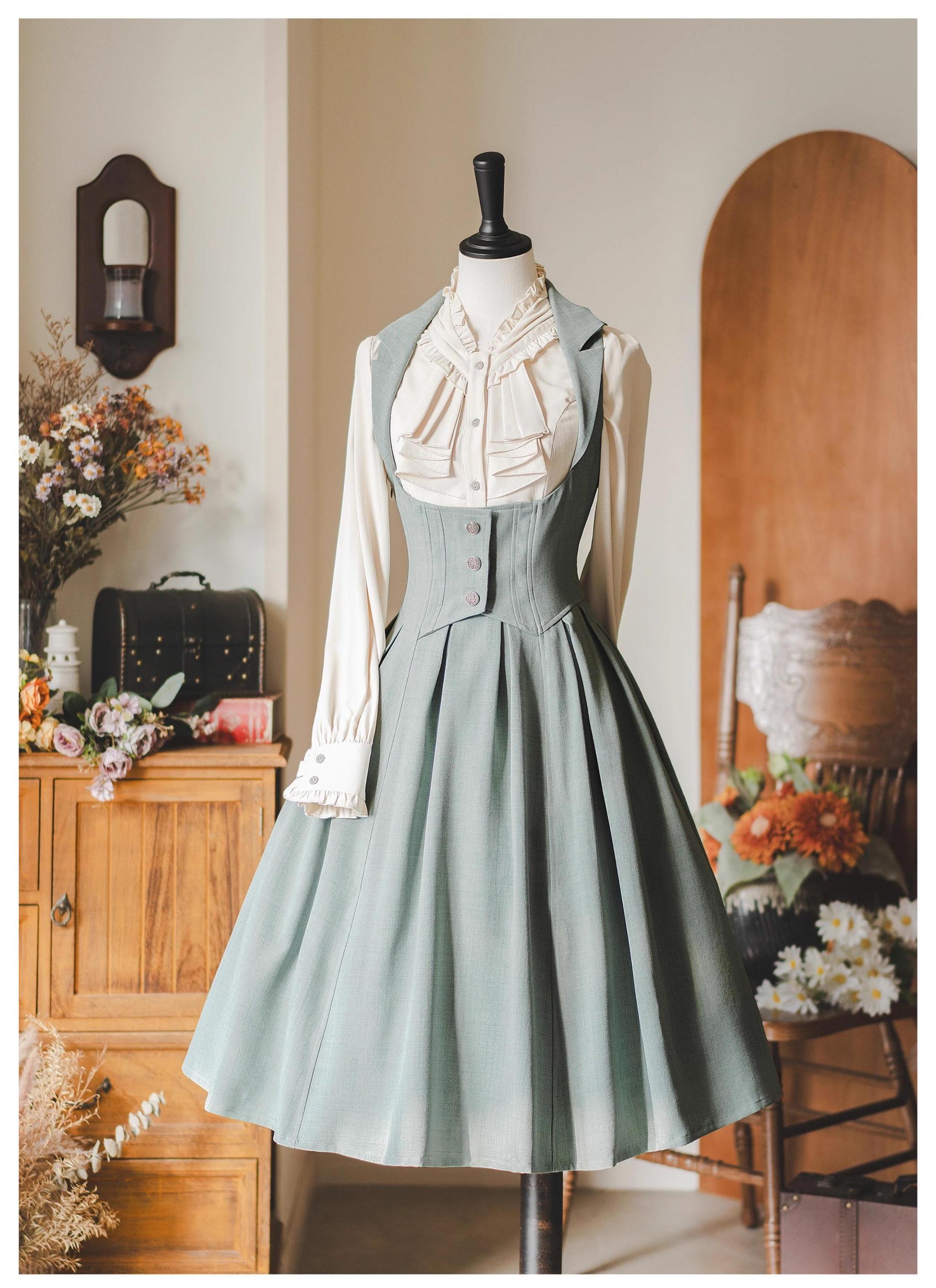 Classic Lolita corset dress grey color palette understated elegance neutral versatile styling