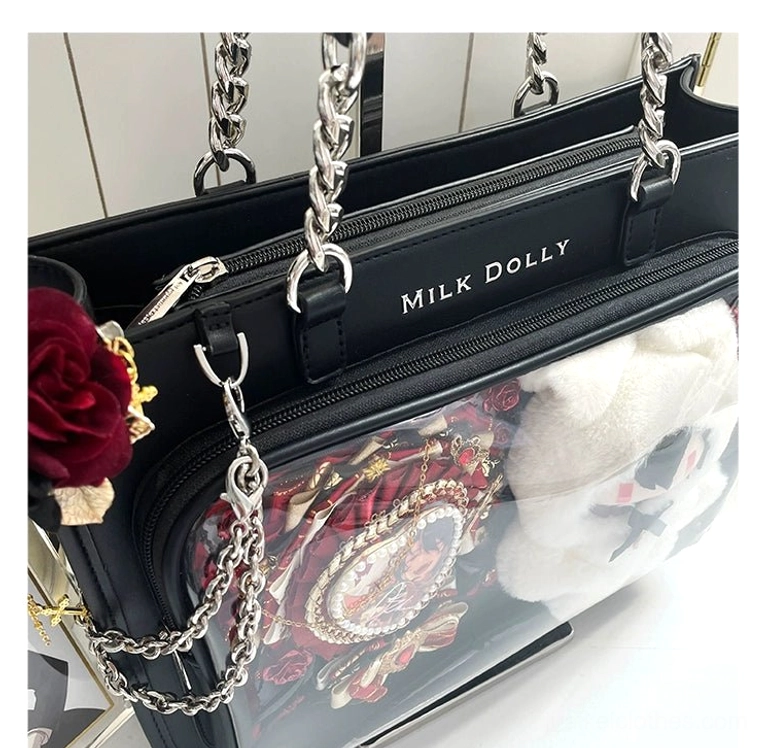 Anime fandom community featuring checkered ita bag as standard merchandise display collection vessel