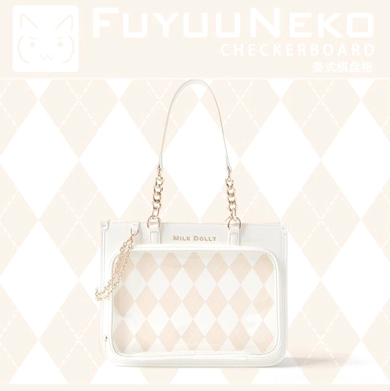 Product authenticity certification and quality assurance details for checkered jirai kei ita bag purchase