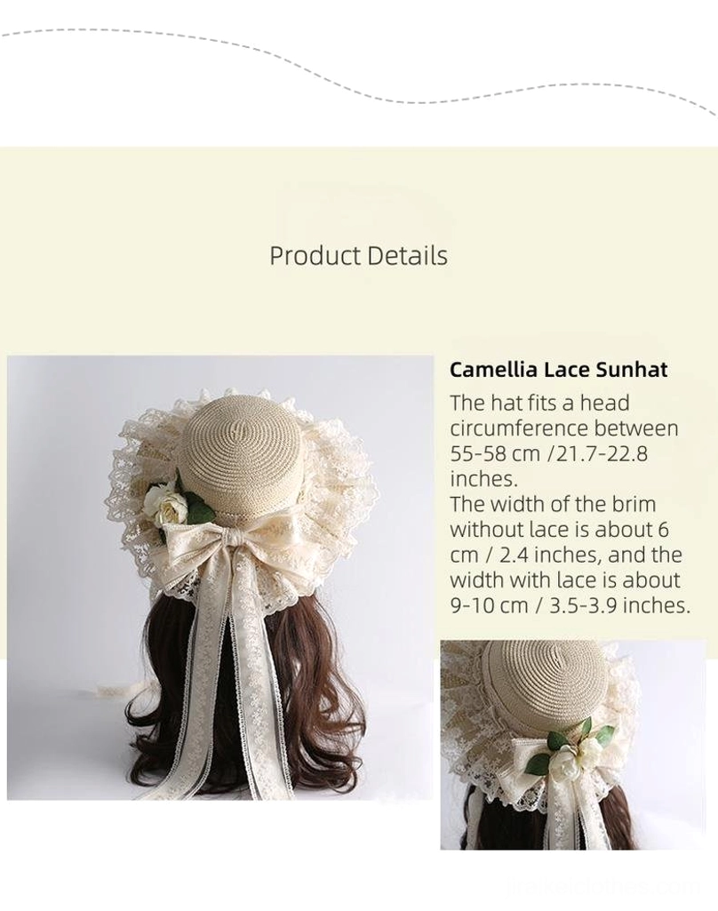 Beige country lolita straw sunhat woven straw texture and construction quality jirai kei hair accessory premium material