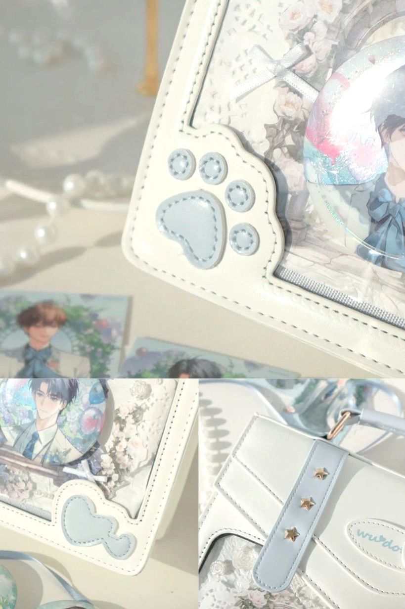 black and white jirai kei ita bag striking contrast cat paw hardware color combination