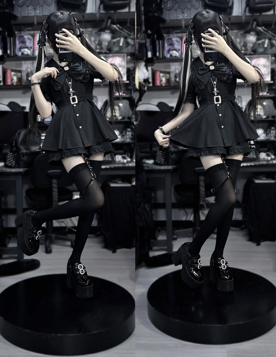 Black Jirai Kei dress shorts set versatile staple accessible styling combinations accessories