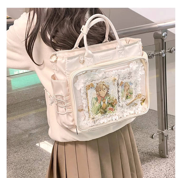 Black Jirai Kei itabag goth aesthetic dark character figures transparent compartment collectible bag