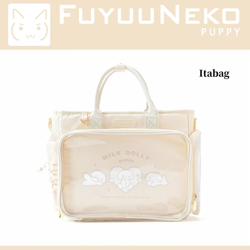 Black Jirai Kei itabag transparent display window anime figures collectible storage shoulder bag