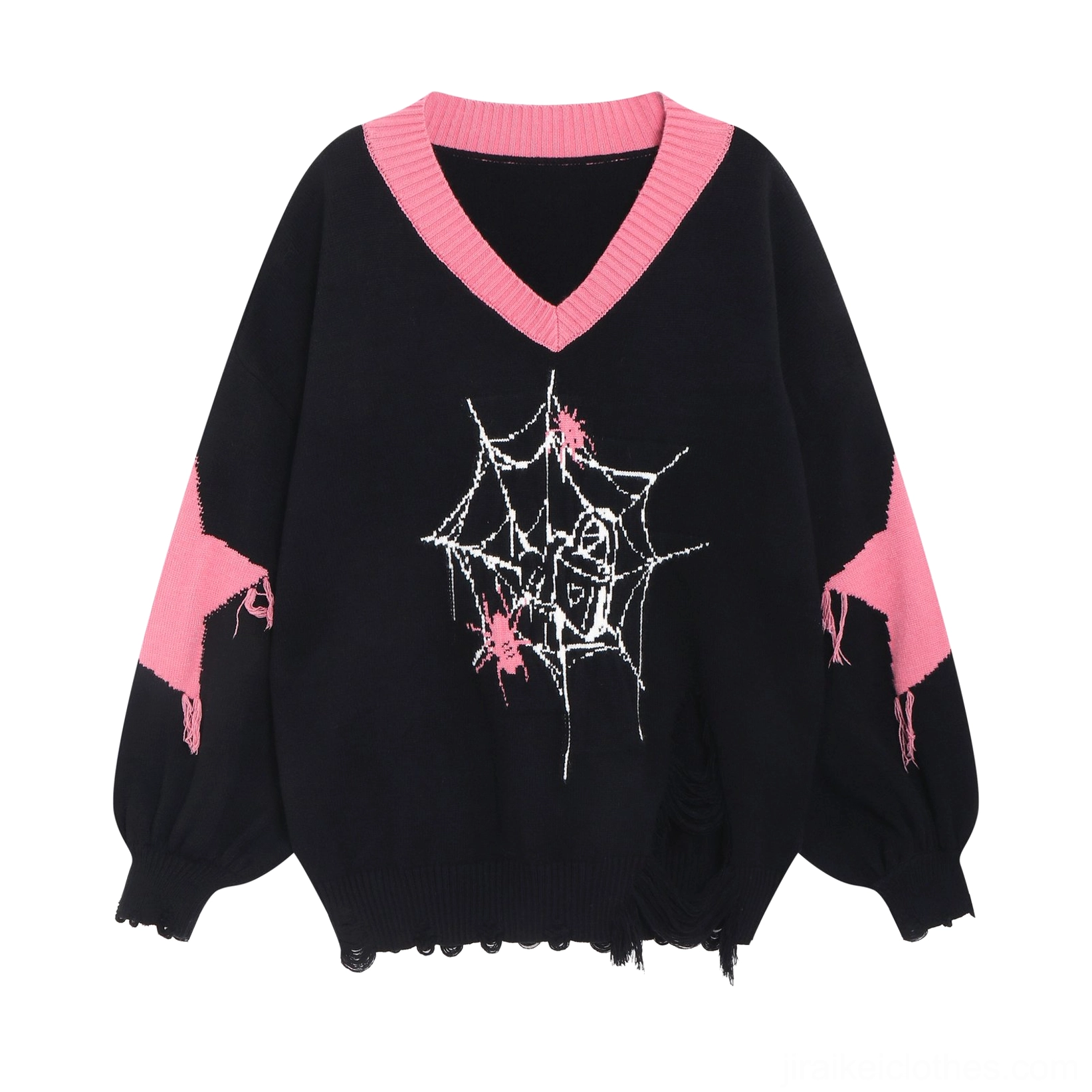Black Jirai Kei knit pullover sweater versatile styling paired with subculture fashion accessories and platform boots