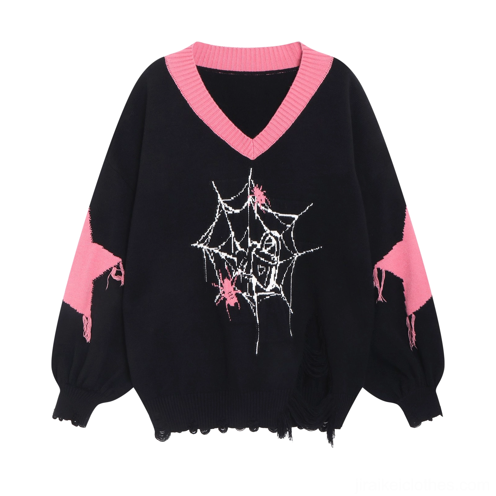 Black Jirai Kei knit pullover sweater versatile styling paired with subculture fashion accessories and platform boots